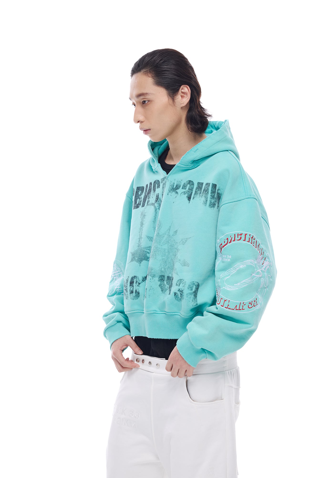 WHISTLEHUNTER Washed Graphic Embroidered Hoodie