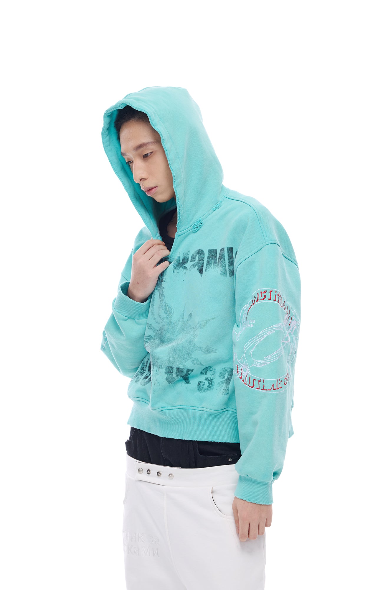 WHISTLEHUNTER Washed Graphic Embroidered Hoodie