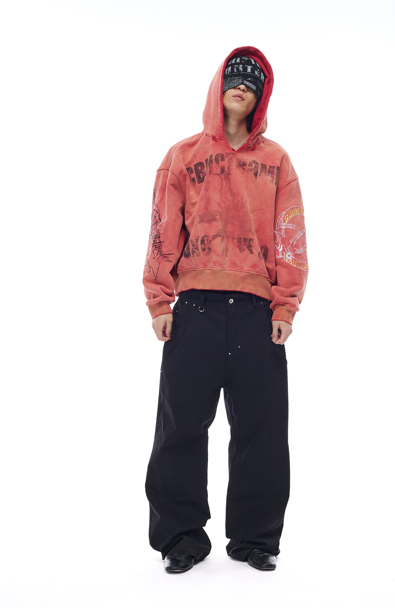WHISTLEHUNTER Washed Graphic Embroidered Hoodie