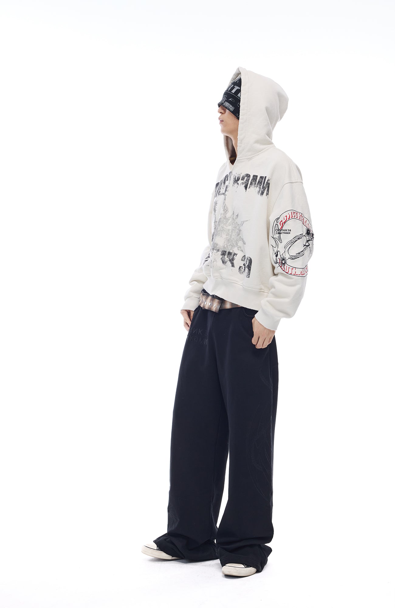 WHISTLEHUNTER Washed Graphic Embroidered Hoodie