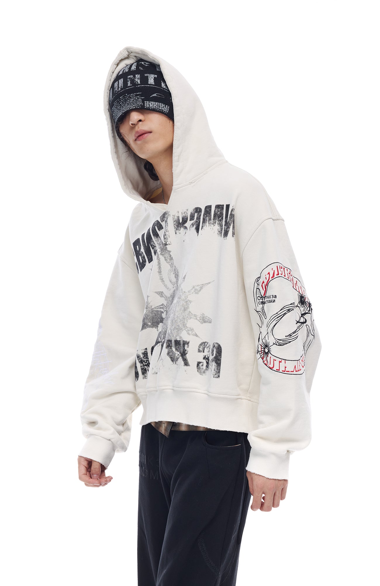 WHISTLEHUNTER Washed Graphic Embroidered Hoodie