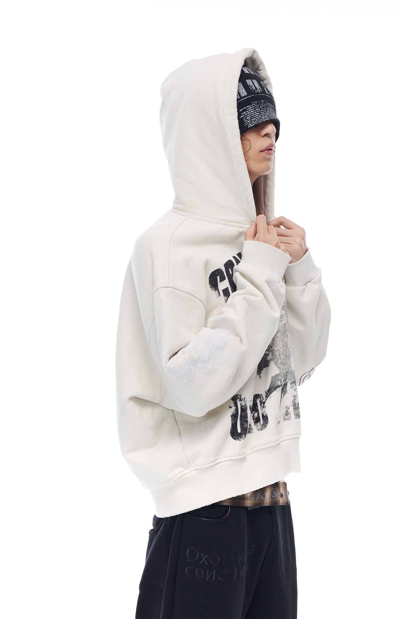 WHISTLEHUNTER Washed Graphic Embroidered Hoodie