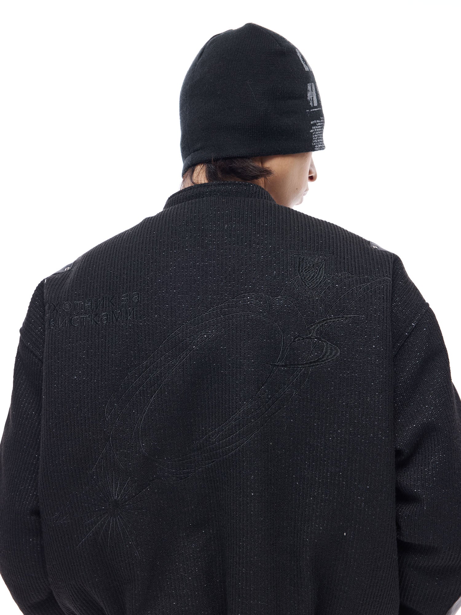 WHISTLEHUNTER Faux Leather-Panel Utility Bomber Jacket