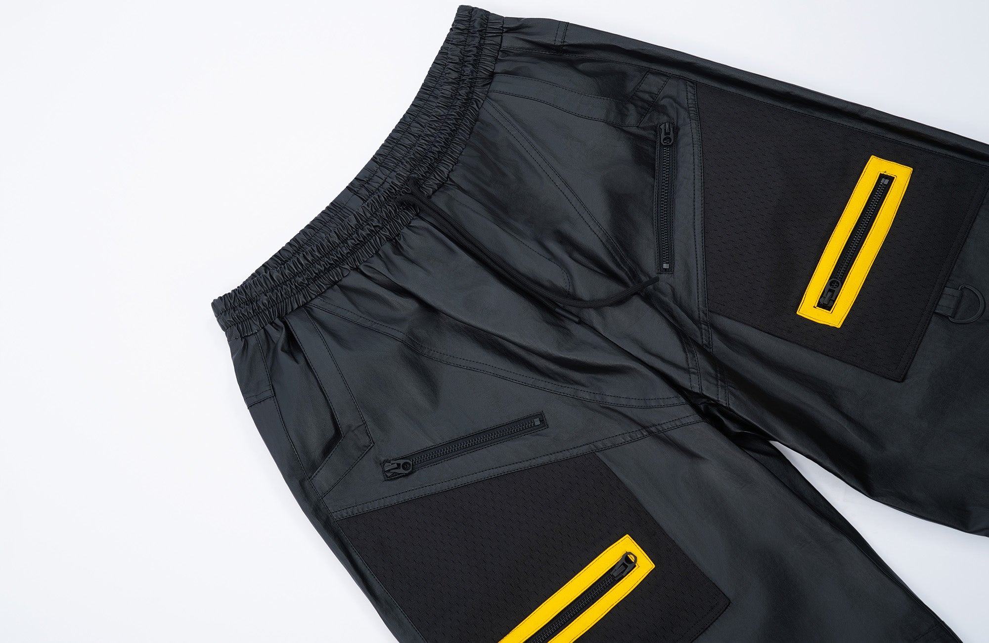 MOGONGSHE Contrast Stripe PU Wide-Leg Pants