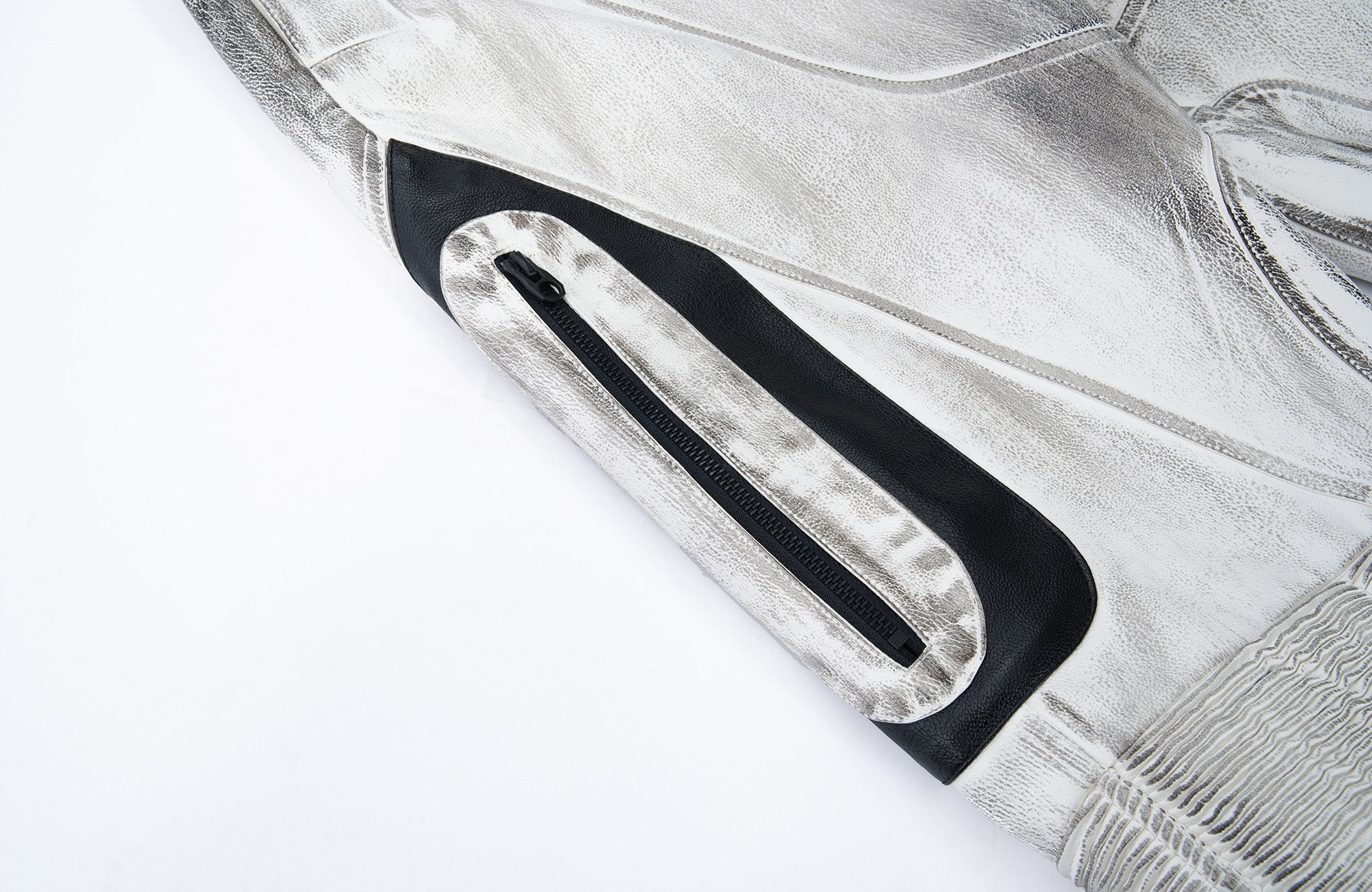 MOGONGSHE Distressed Techwear PU Moto Pants