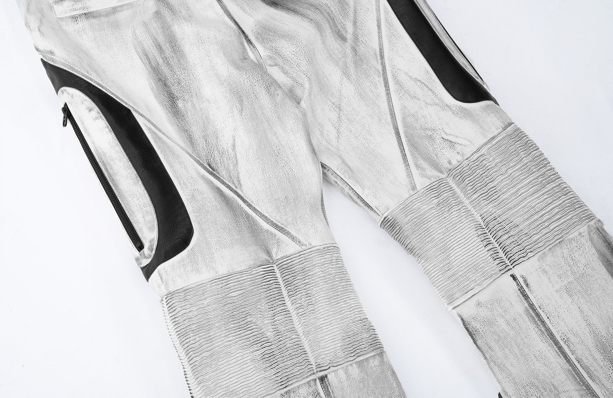 MOGONGSHE Distressed Techwear PU Moto Pants