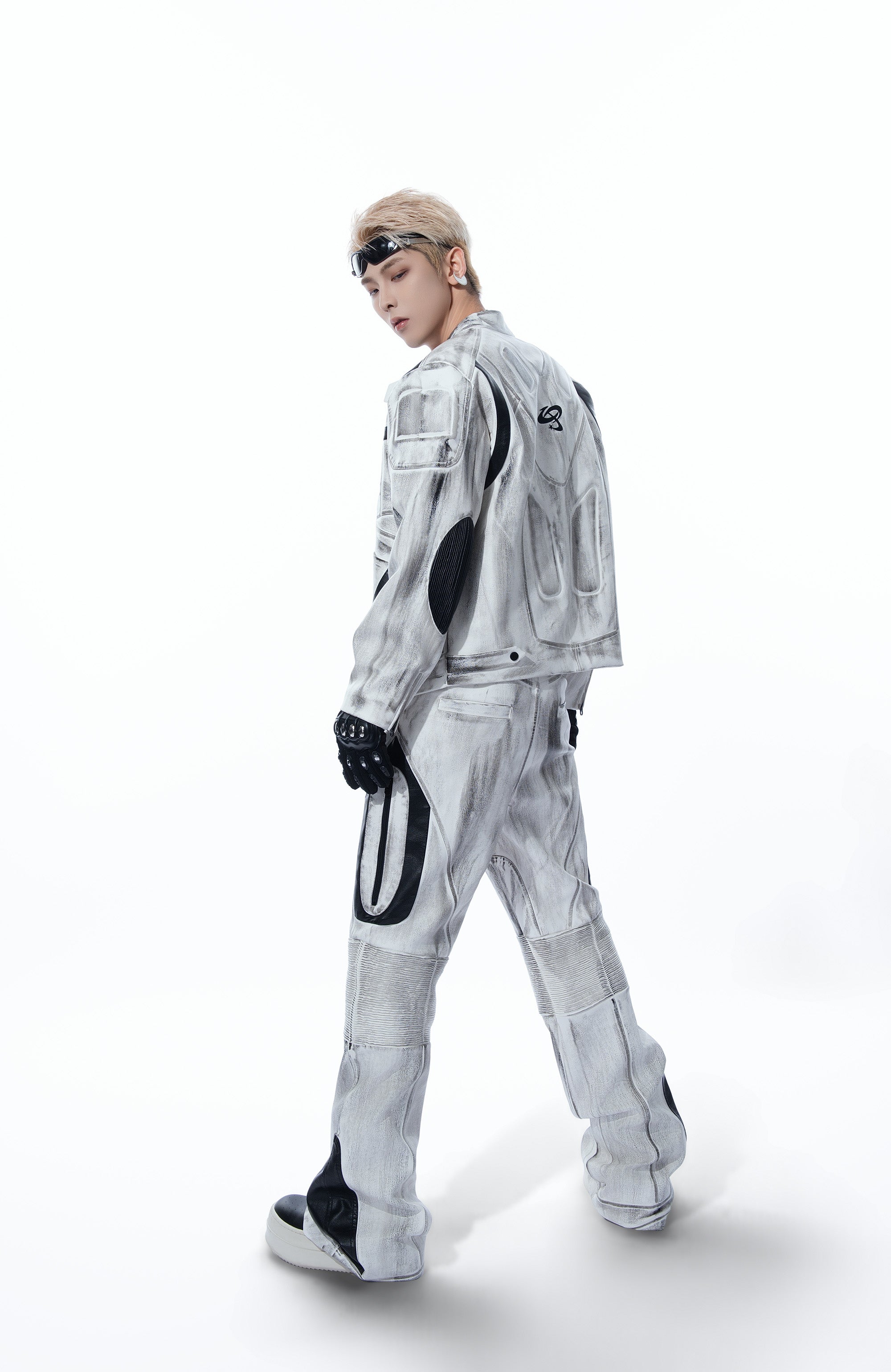 MOGONGSHE Distressed Techwear PU Moto Pants