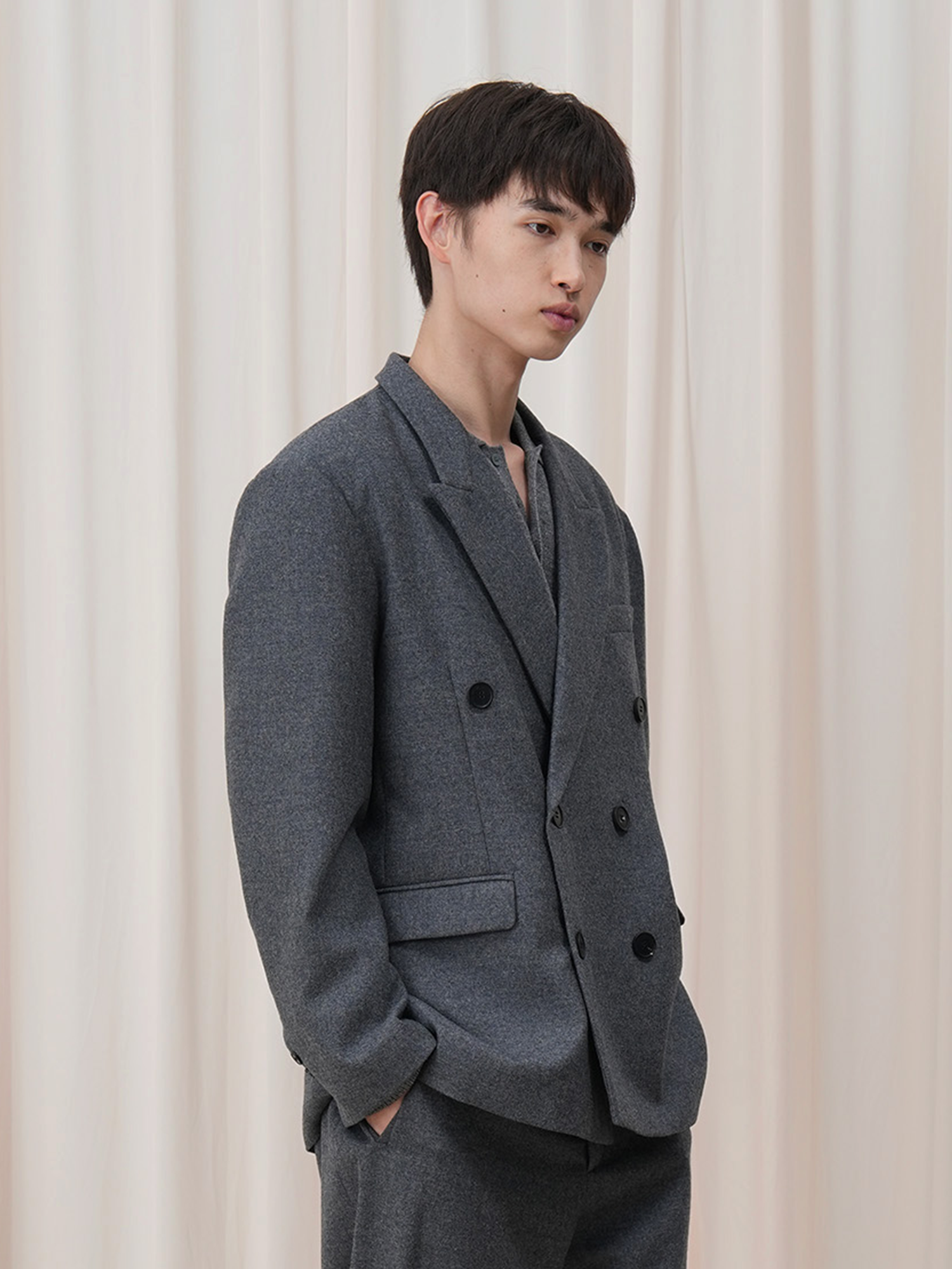 OUYANG WENJUN Double-Breasted Wool-Blend Blazer