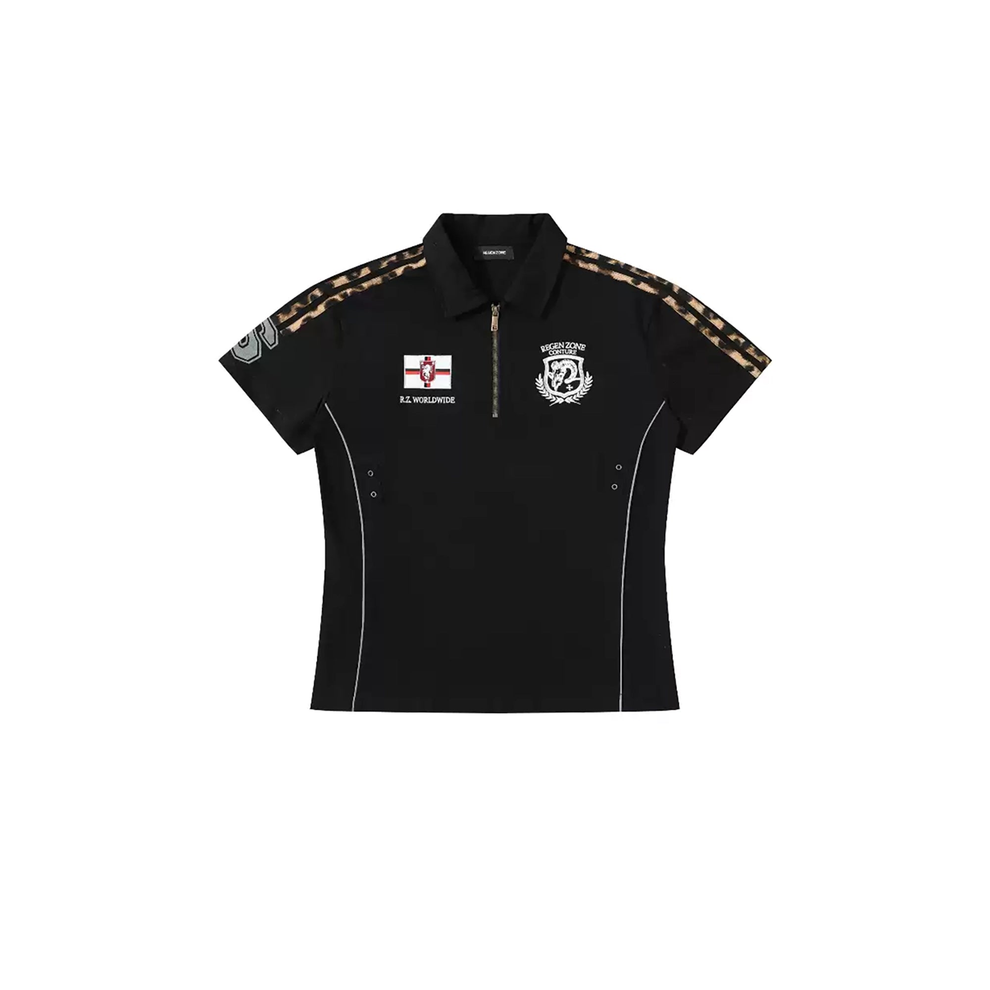 REGEN ZONE Leopard Stripe Reflective Polo T-Shirt