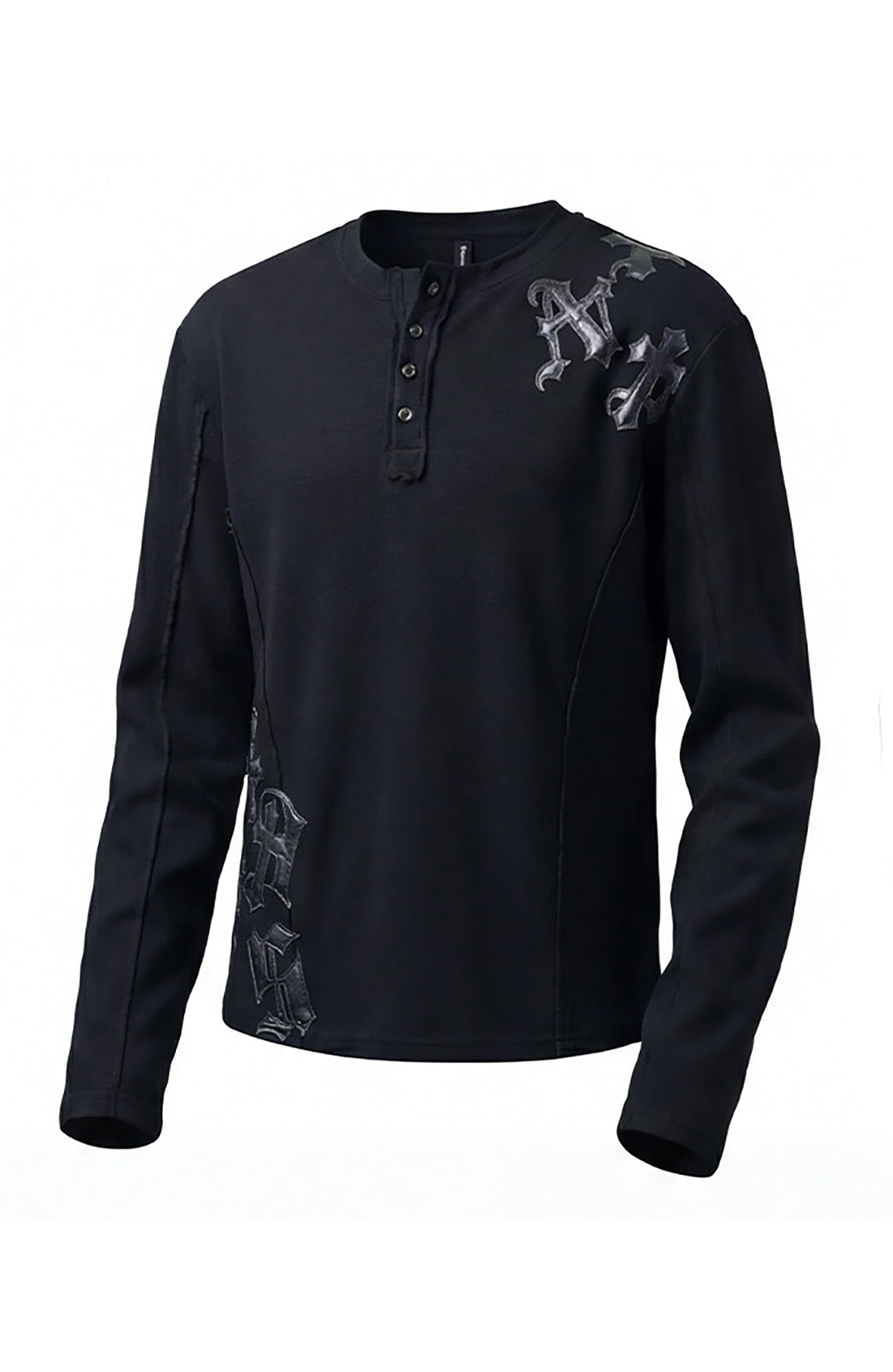 DND4DES  Waffle-Knit Gothic Henley Long-Sleeve Tee, premium urban and streetwear designers apparel on PROJECTISR.com, DND4DES