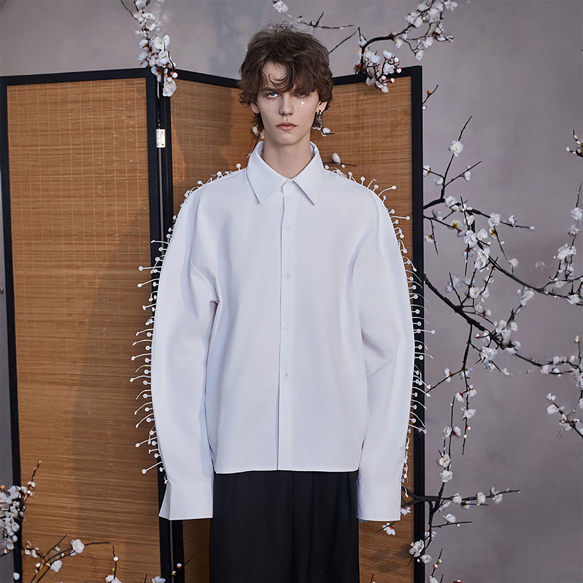 JIECHI Spiked Embellished Oversized Shirt