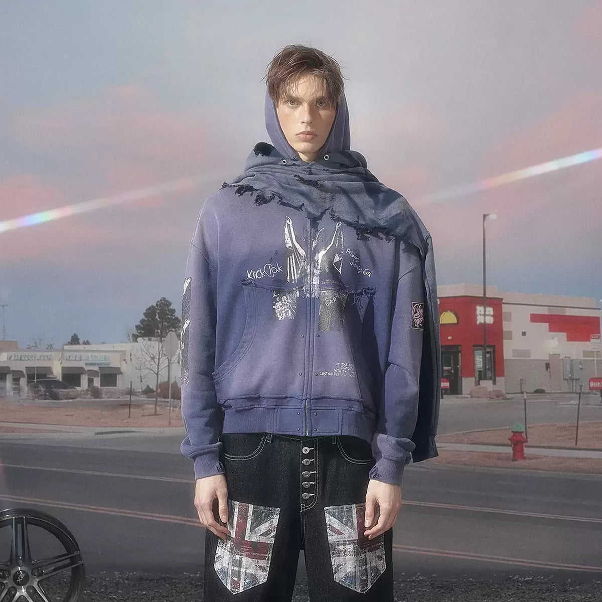 KLICK CLAK Washed Vampire Graphic Crewneck Sweatshirt