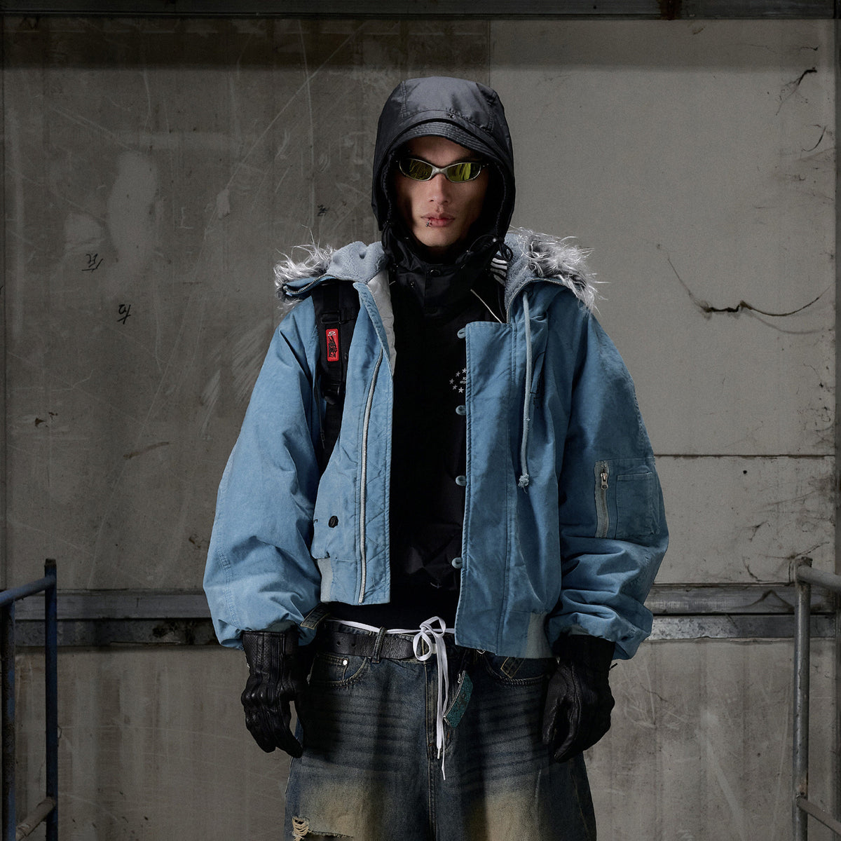 KLICK CLAK Washed Bomber Jacket