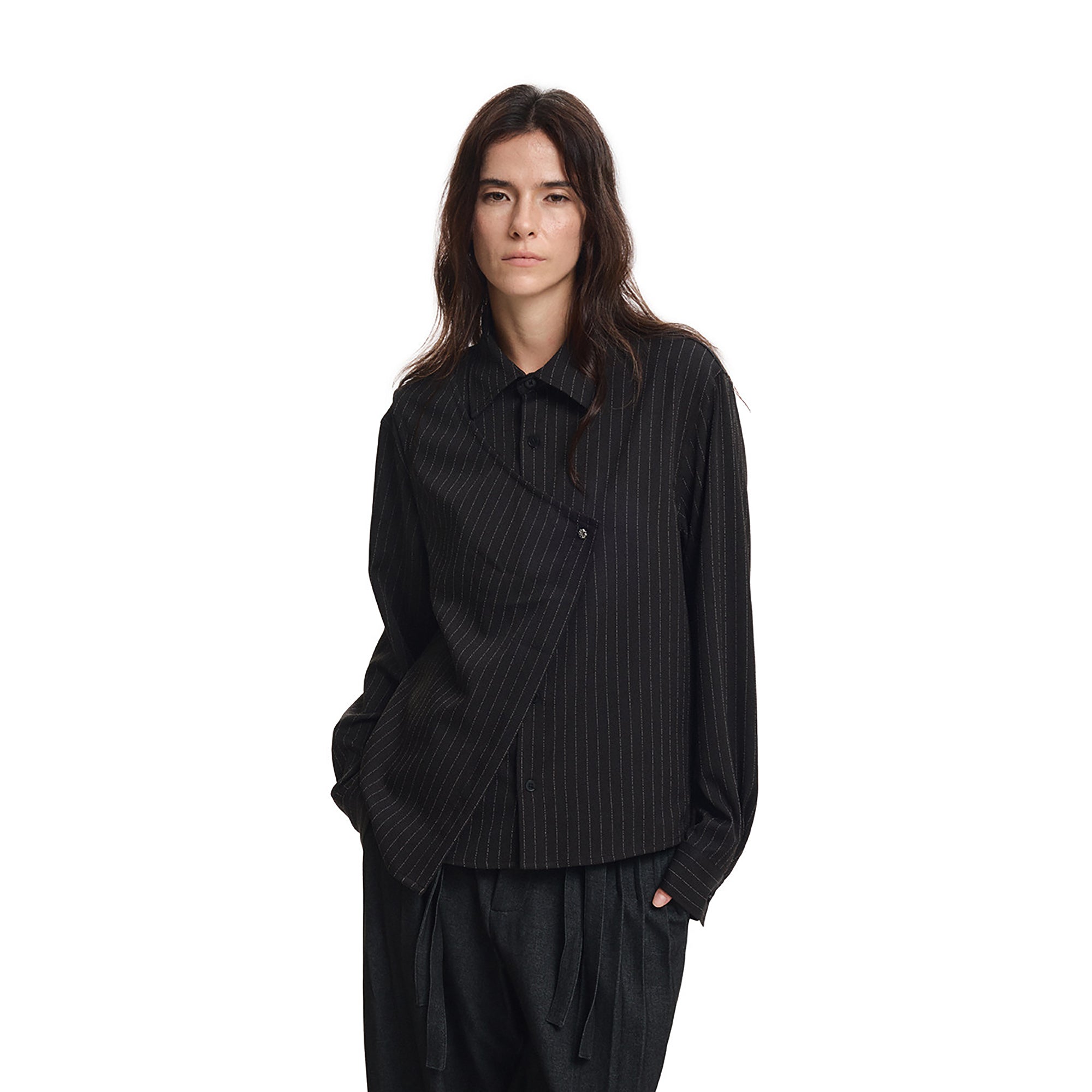 KREATE Asymmetric Layered Stripe Shirt