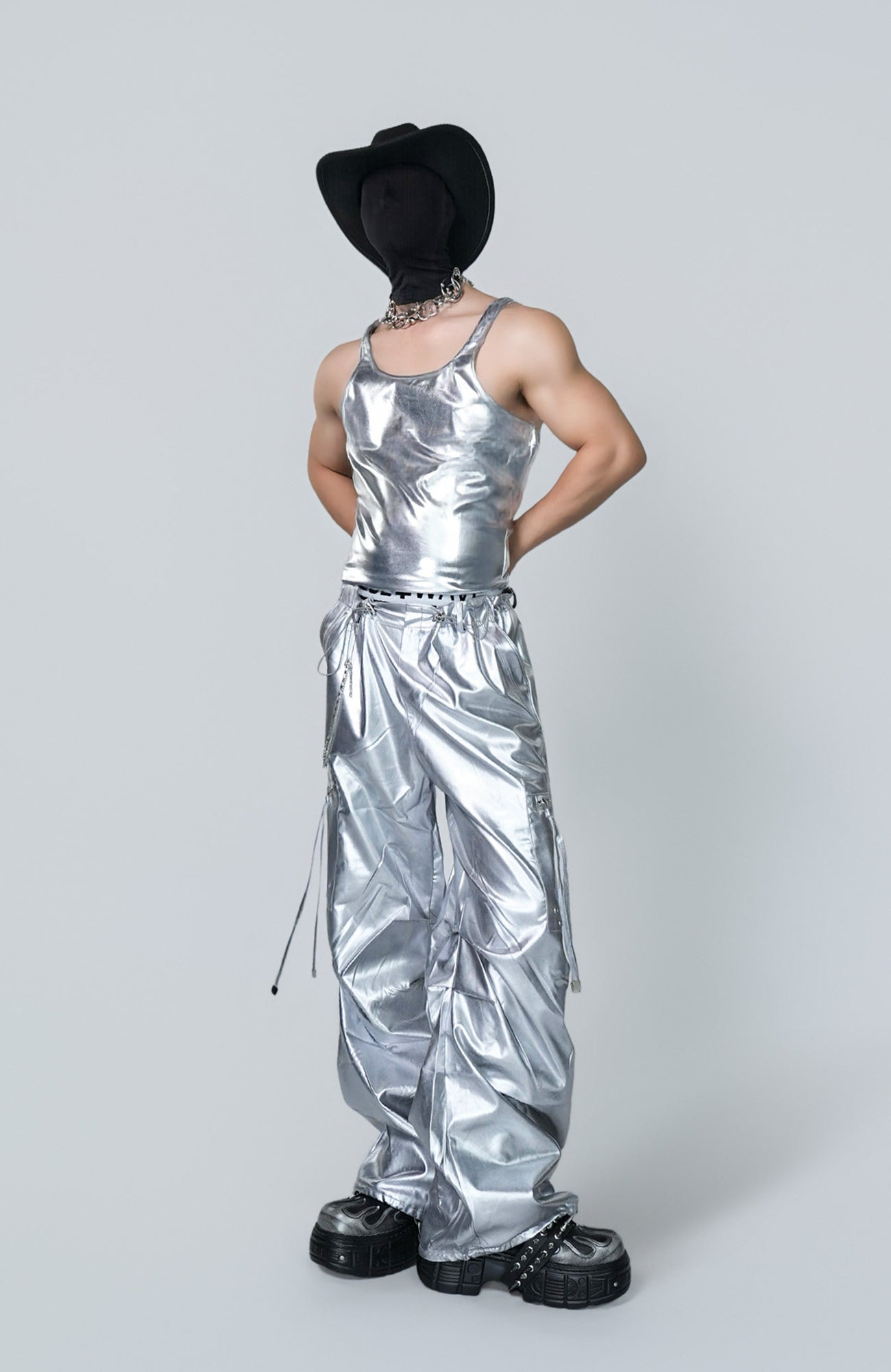 VE2 Metallic Coated Cargo Pants
