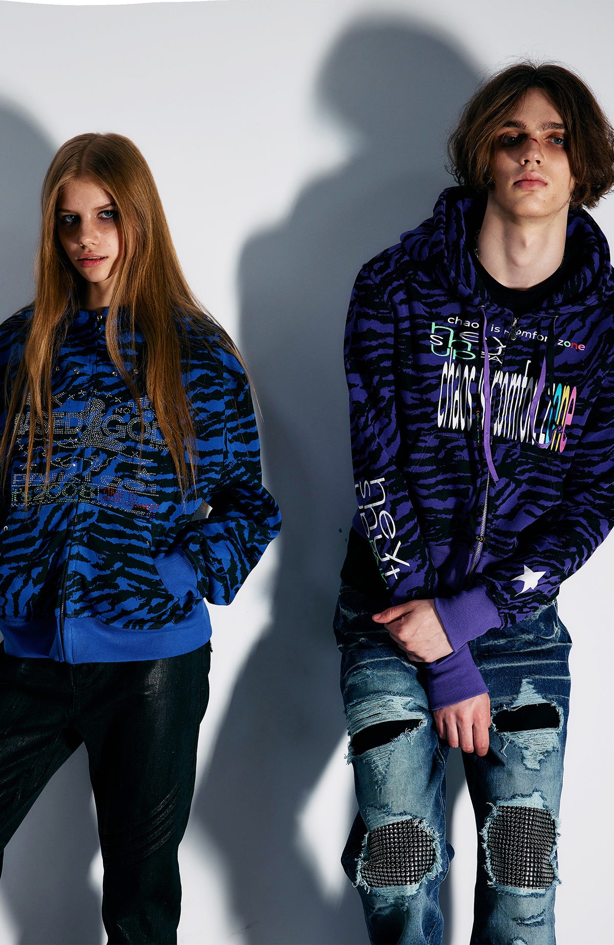 PAIKI Purple Tiger Graphic Zip-Up Hoodie