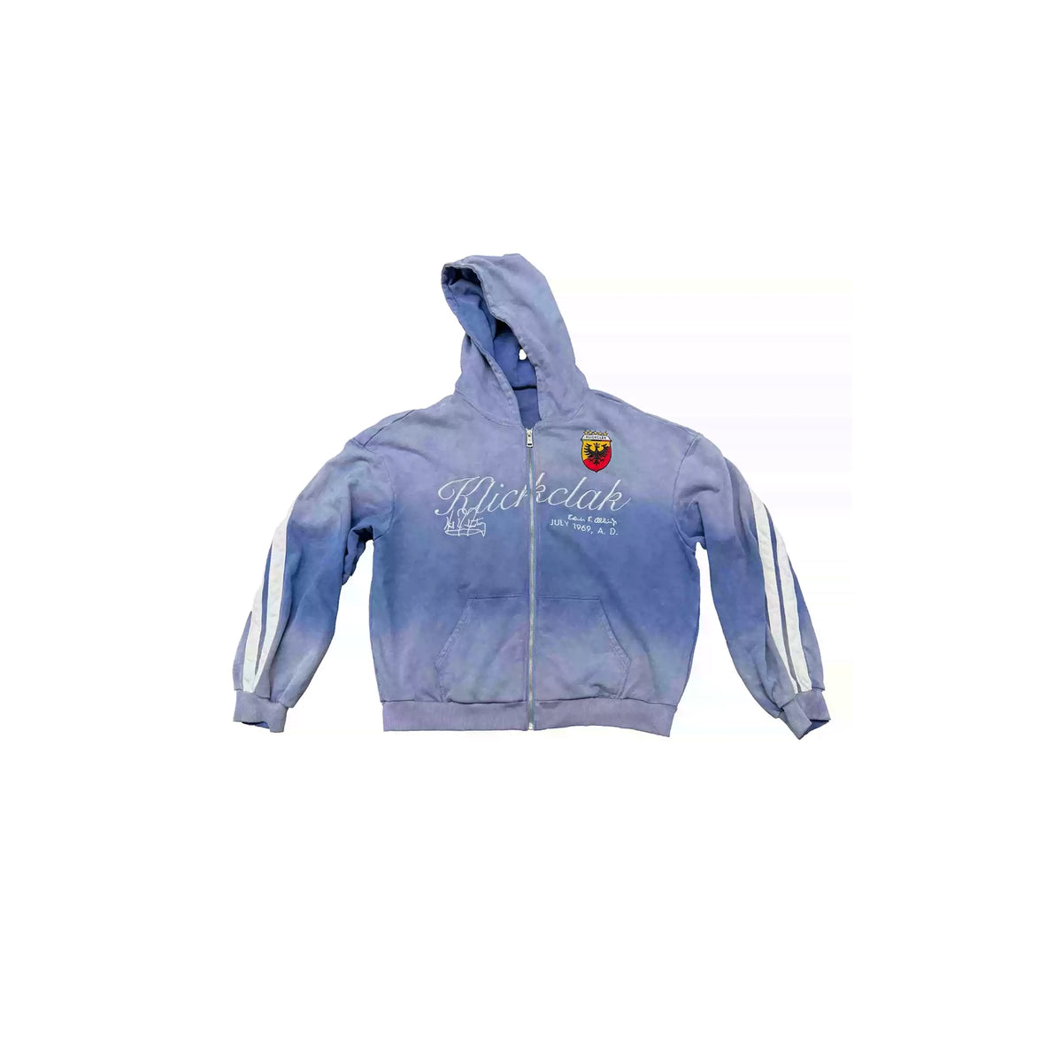KLICK CLAK Washed Embroidered Zip-Up Hoodie
