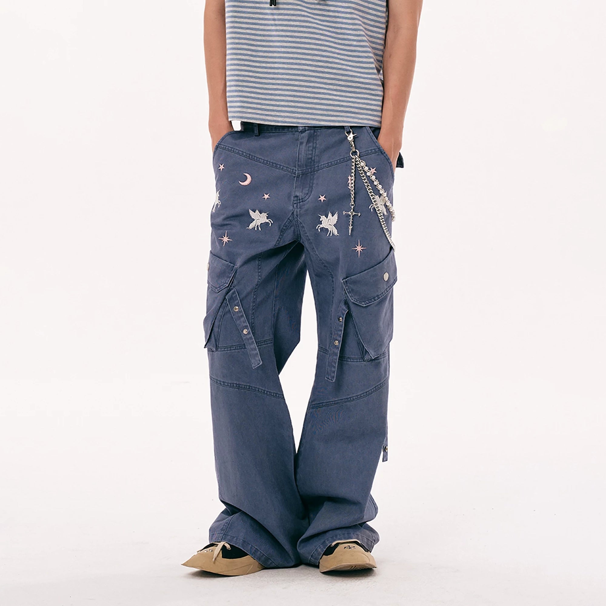 PASET Unicorn Embroidered Cargo Pants