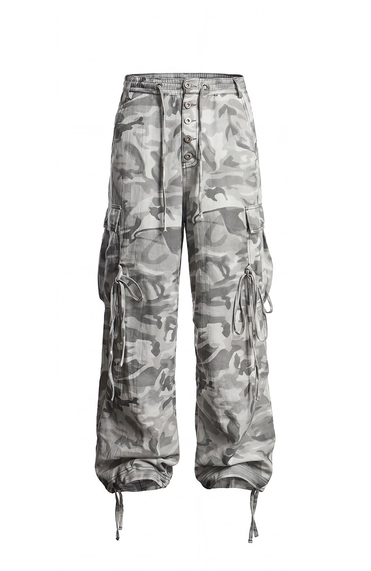 DND4DES Drawstring Camo Cargo Wide-Leg Pants