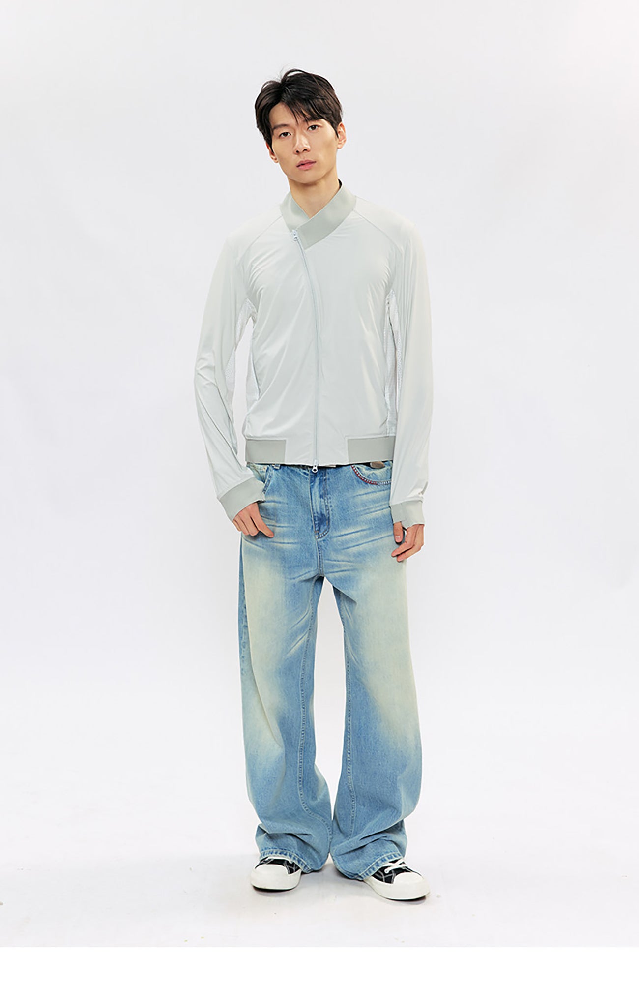 KREATE Asymmetric Zip Slim Sun Shield Jacket, premium urban and streetwear designers apparel on PROJECTISR.com, KREATE