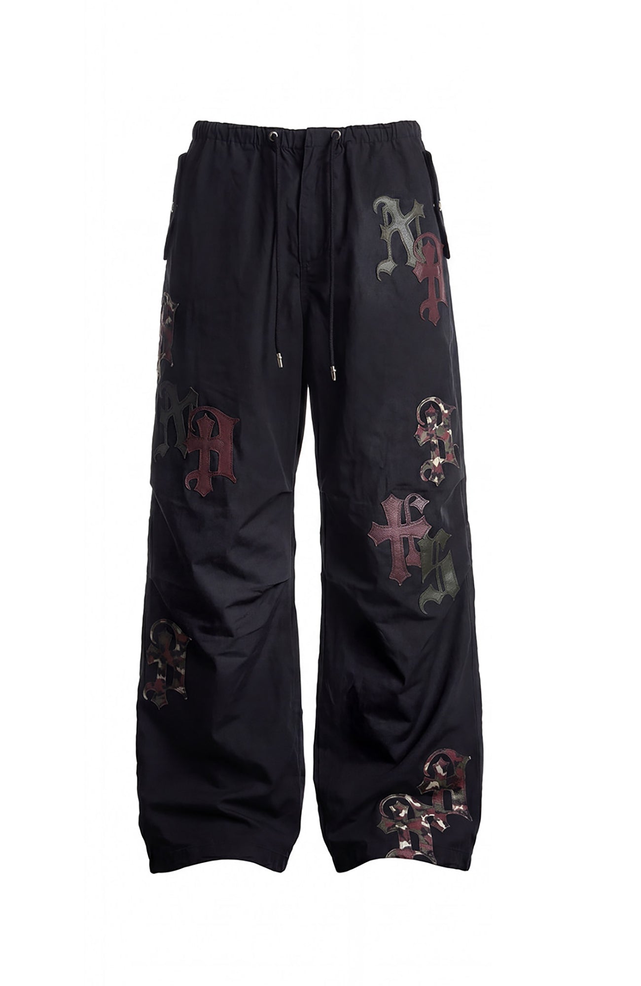 DND4DES Gothic Cross Patch Parachute Pants