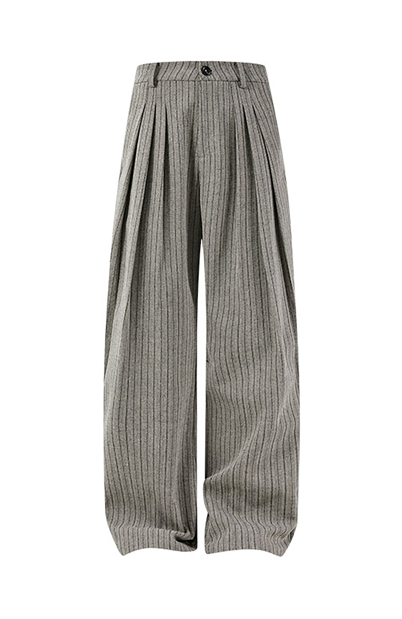 KREATE Pinstripe Pleated Draped Wide Trousers, premium urban and streetwear designers apparel on PROJECTISR.com, KREATE