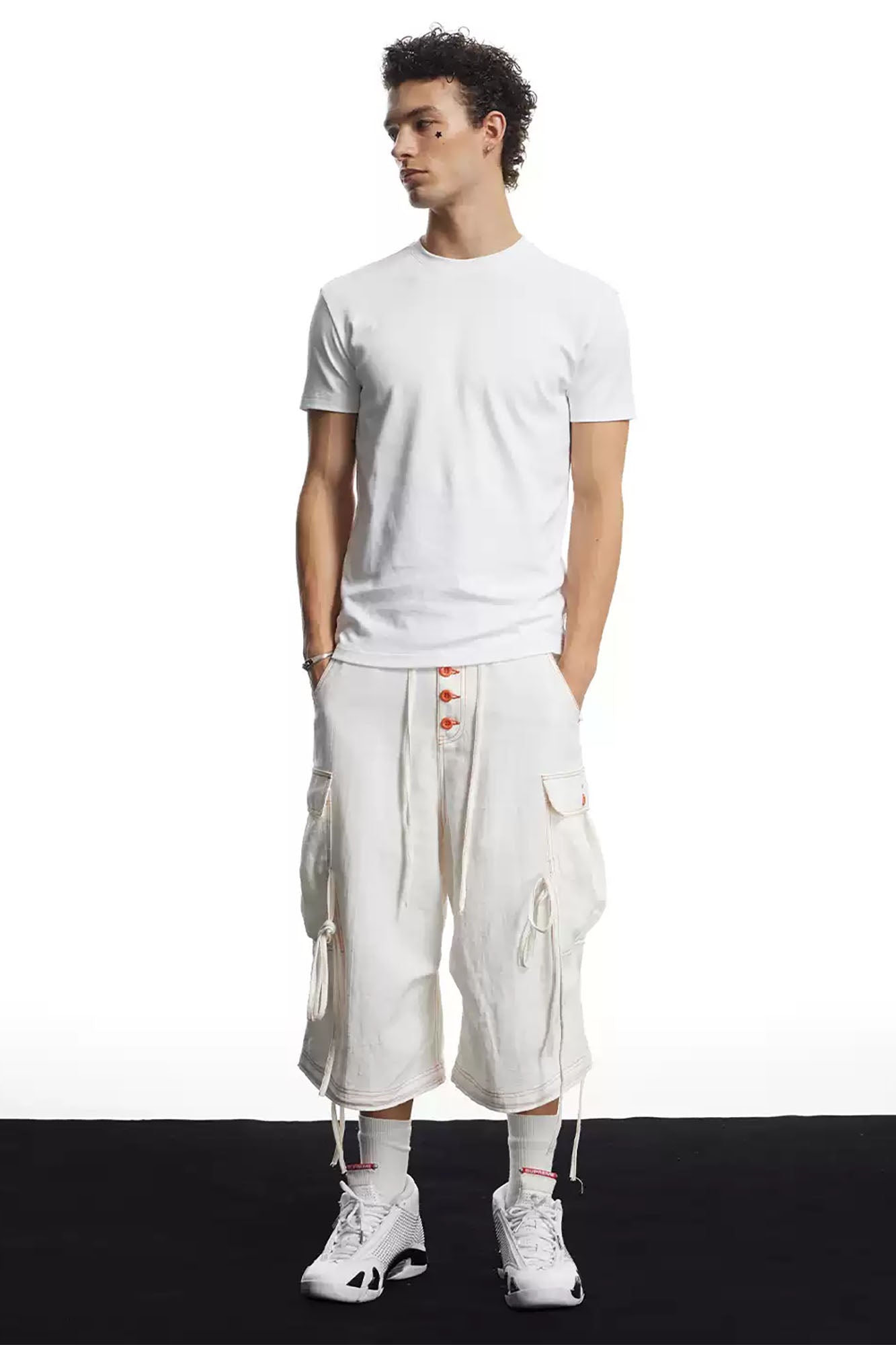 DND4DES Contrast Stitch Cargo Wide-Leg Shorts