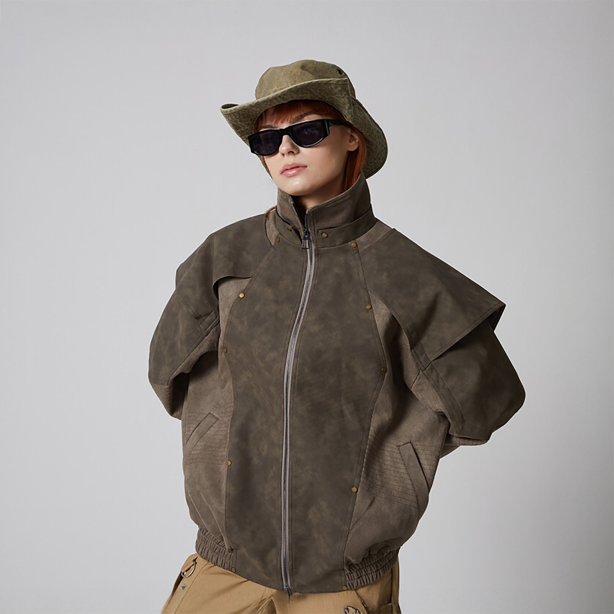 ERROR CODE ROBOT Armored Layered PU & Suede Panel Jacket, premium urban and streetwear designers apparel on PROJECTISR.com, ERROR CODE ROBOT