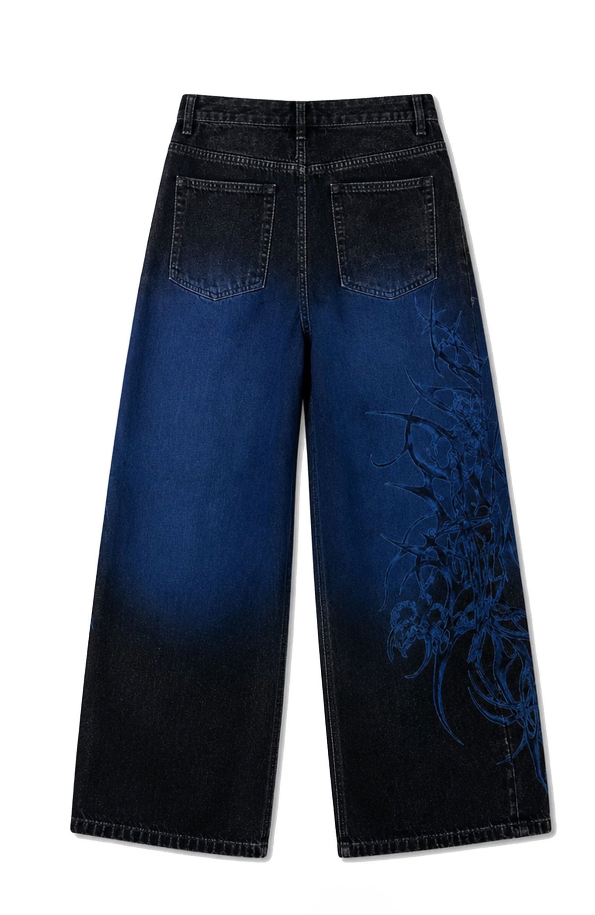 PAIKI Washed Flame Totem Baggy Straight-Leg Jeans