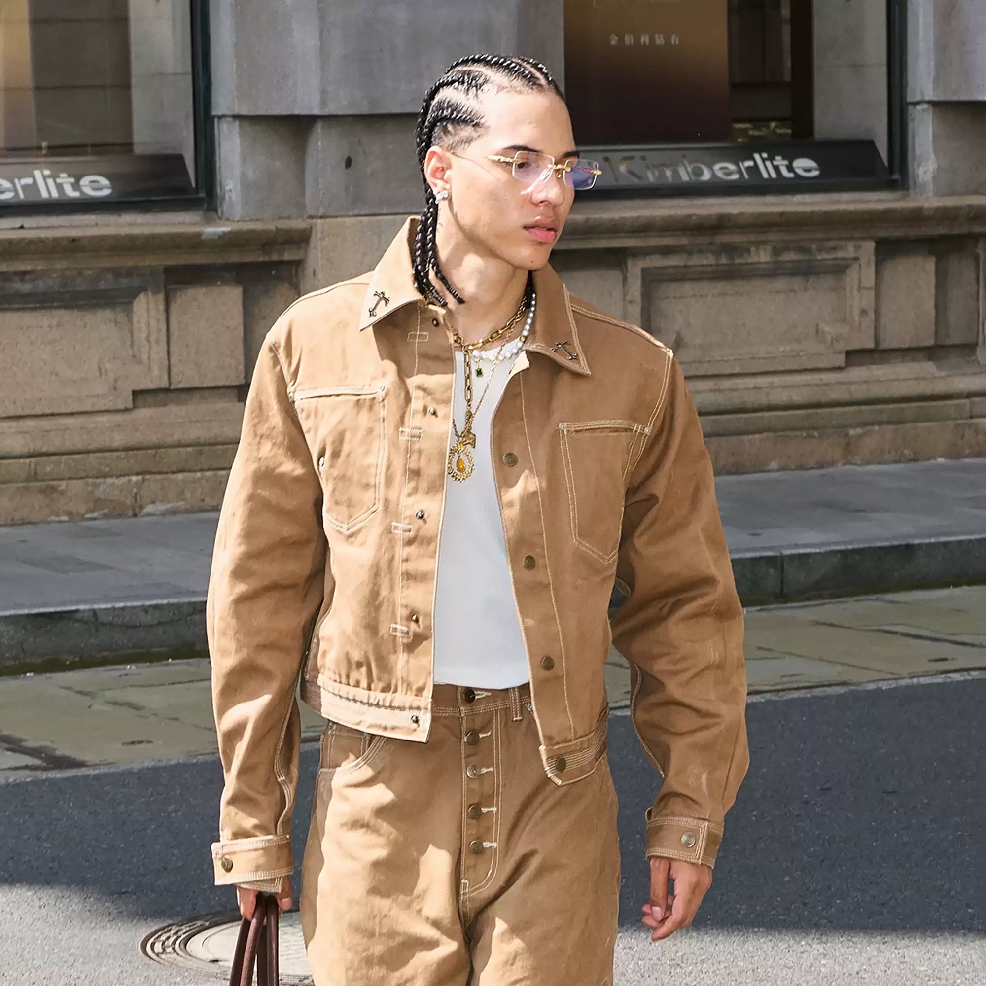 STEEPC Washed Canvas Stitched Utility Jacket