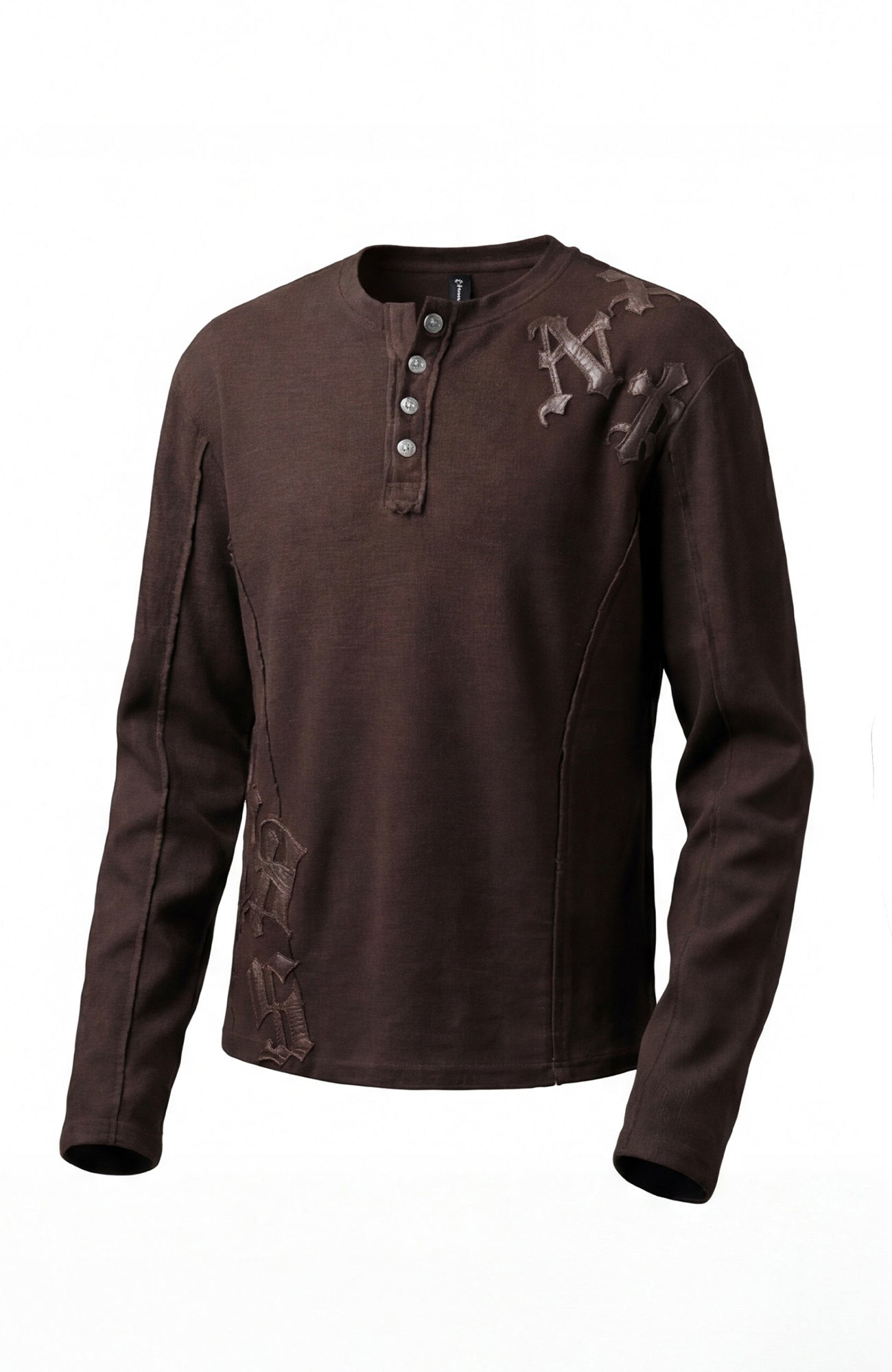 DND4DES  Waffle-Knit Gothic Henley Long-Sleeve Tee, premium urban and streetwear designers apparel on PROJECTISR.com, DND4DES