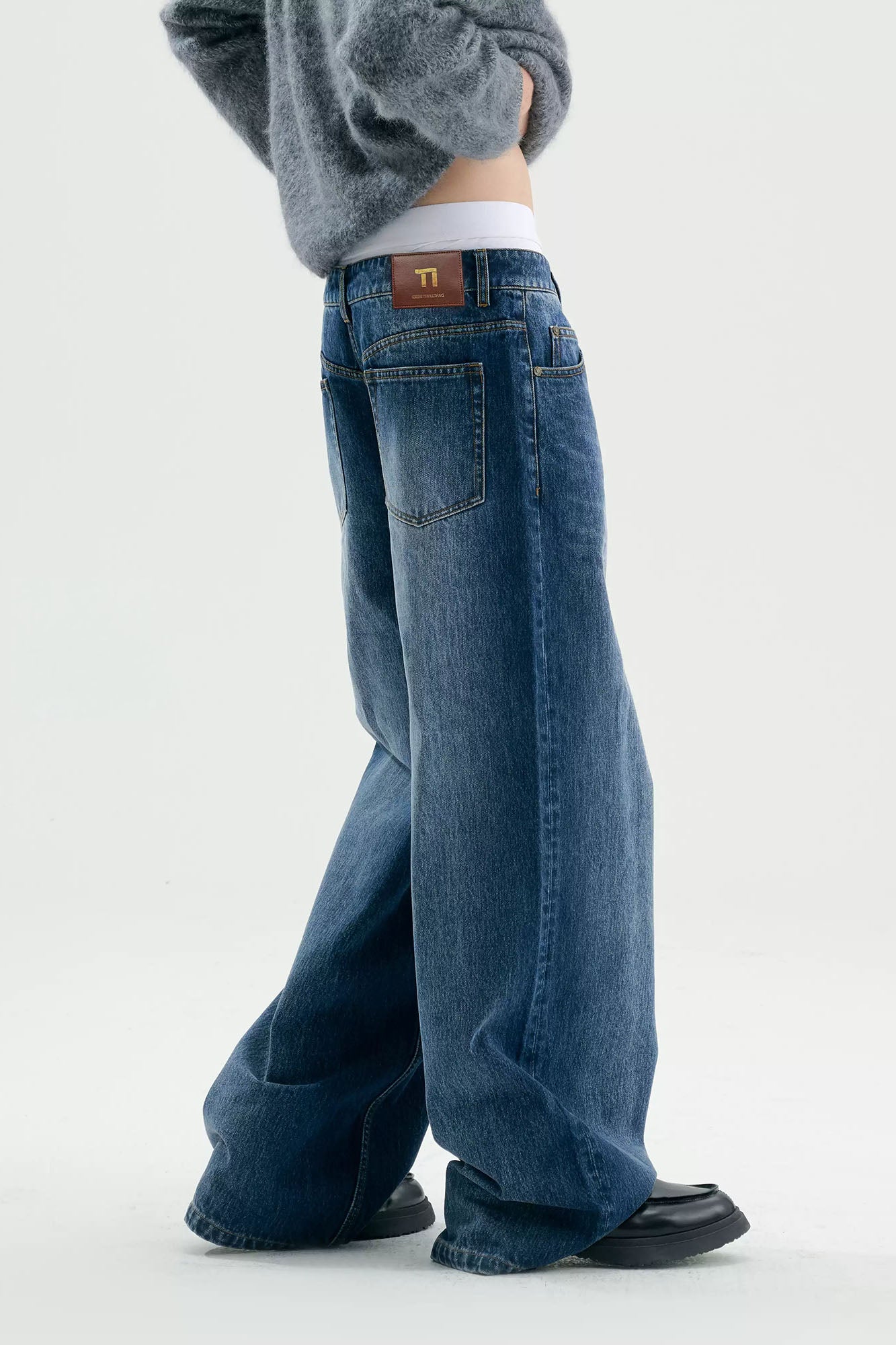 TIWILLTANG Retro Button-Up Straight-Leg Jeans