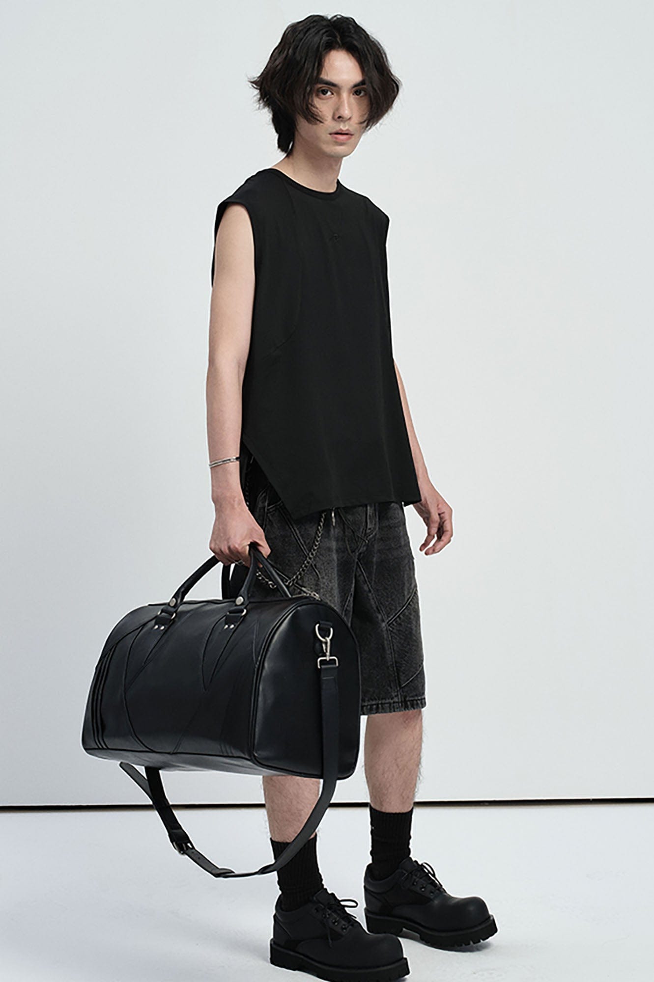 CATSSTAC Paneled Faux Leather Weekender Bag, premium urban and streetwear designers apparel on PROJECTISR.com, CATSSTAC