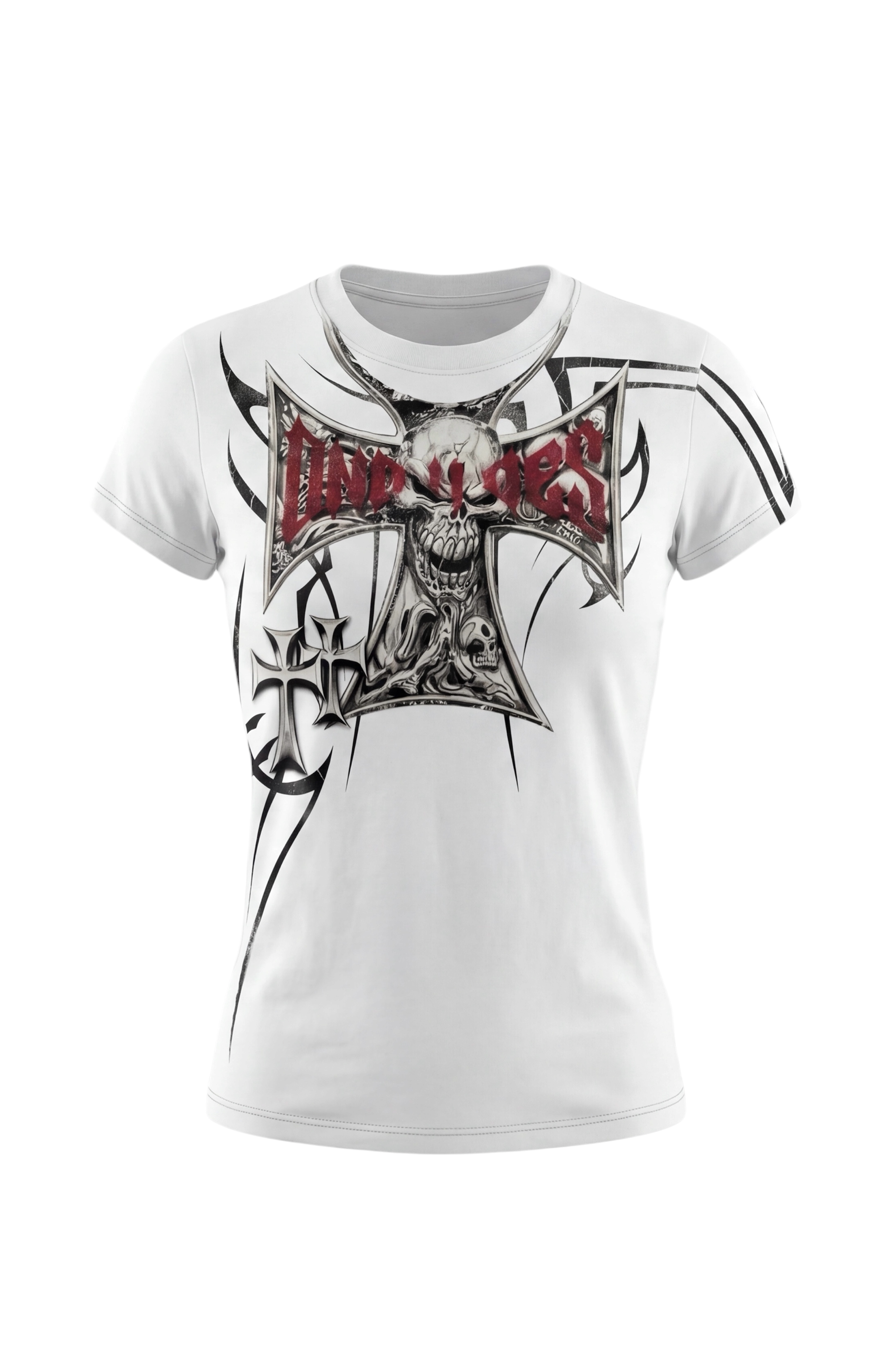 DND4DES Gothic Skull Cross Graphic T-Shirt, premium urban and streetwear designers apparel on PROJECTISR.com, DND4DES