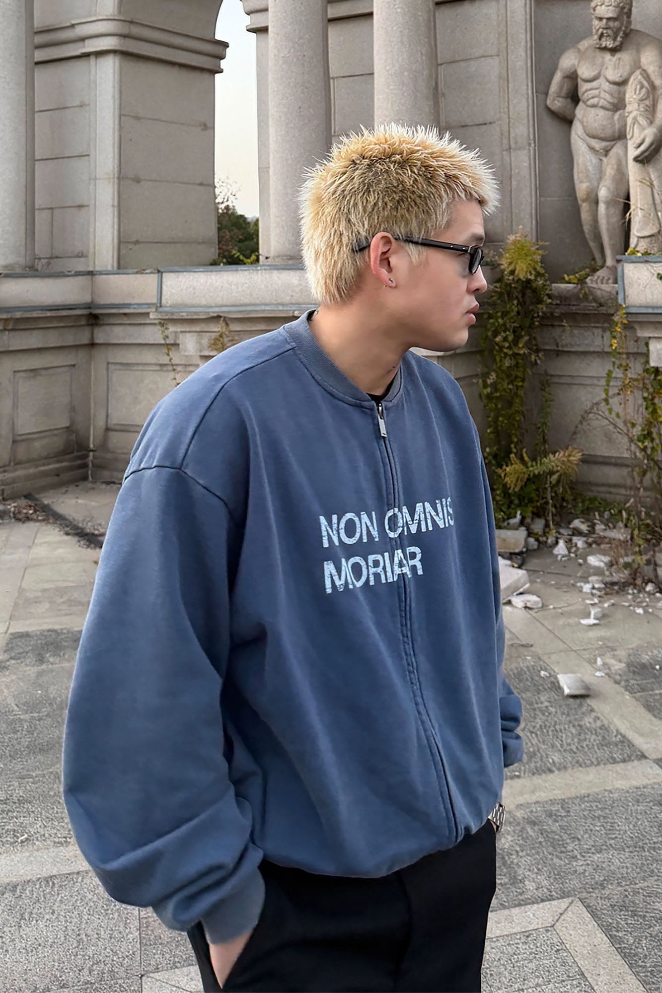 UNDERWATER Retro Washed Graphic Zip-Up Sweatshirt