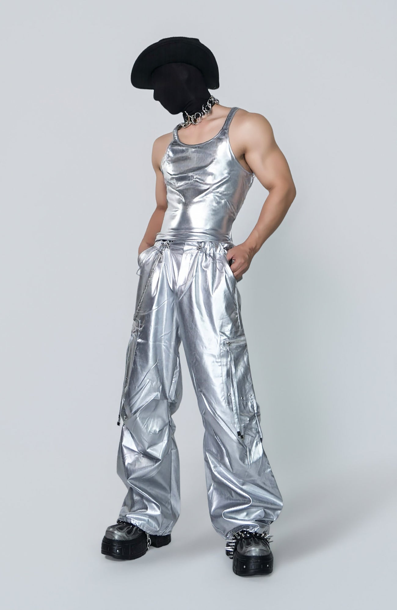 VE2 Metallic Coated Cargo Pants