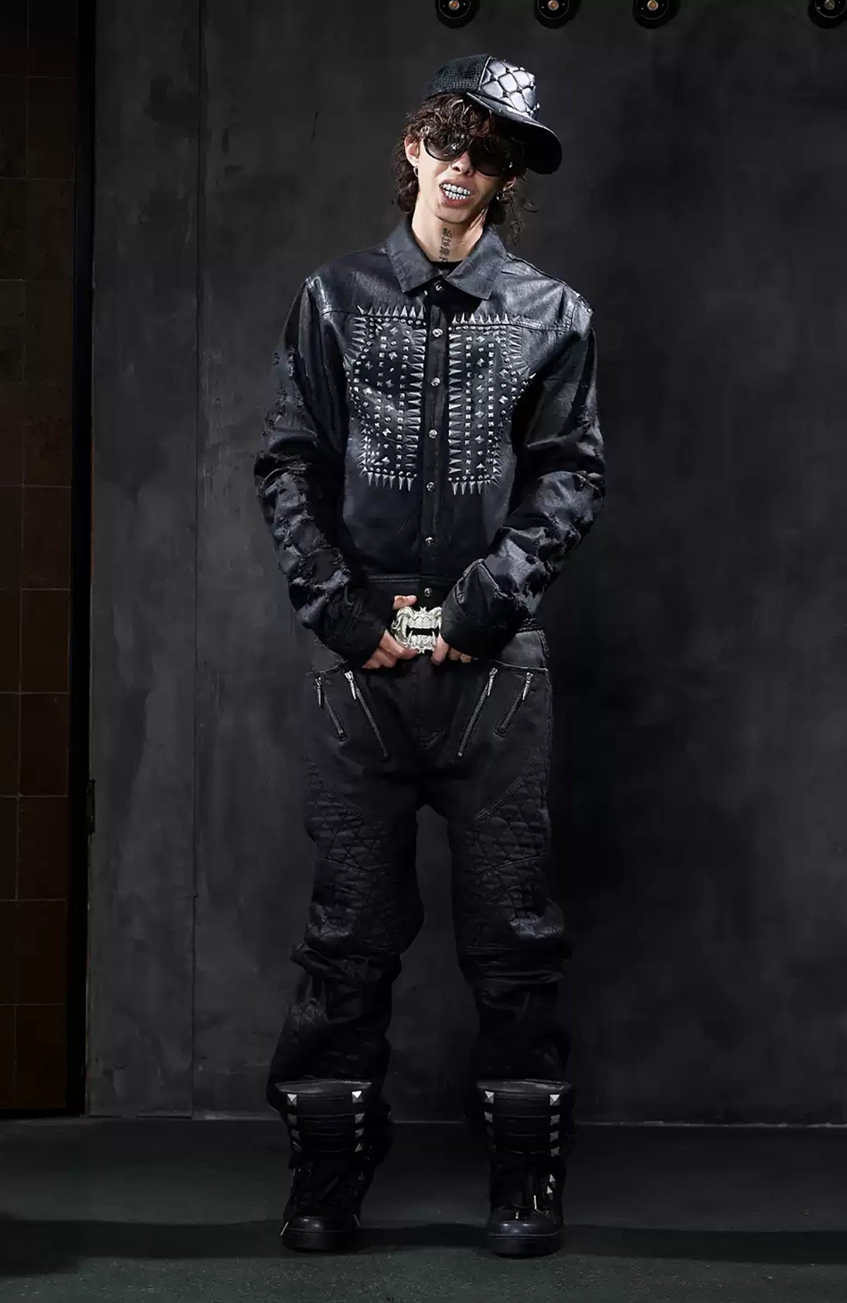 DND4DES Distressed Washed Studded Denim Jacket