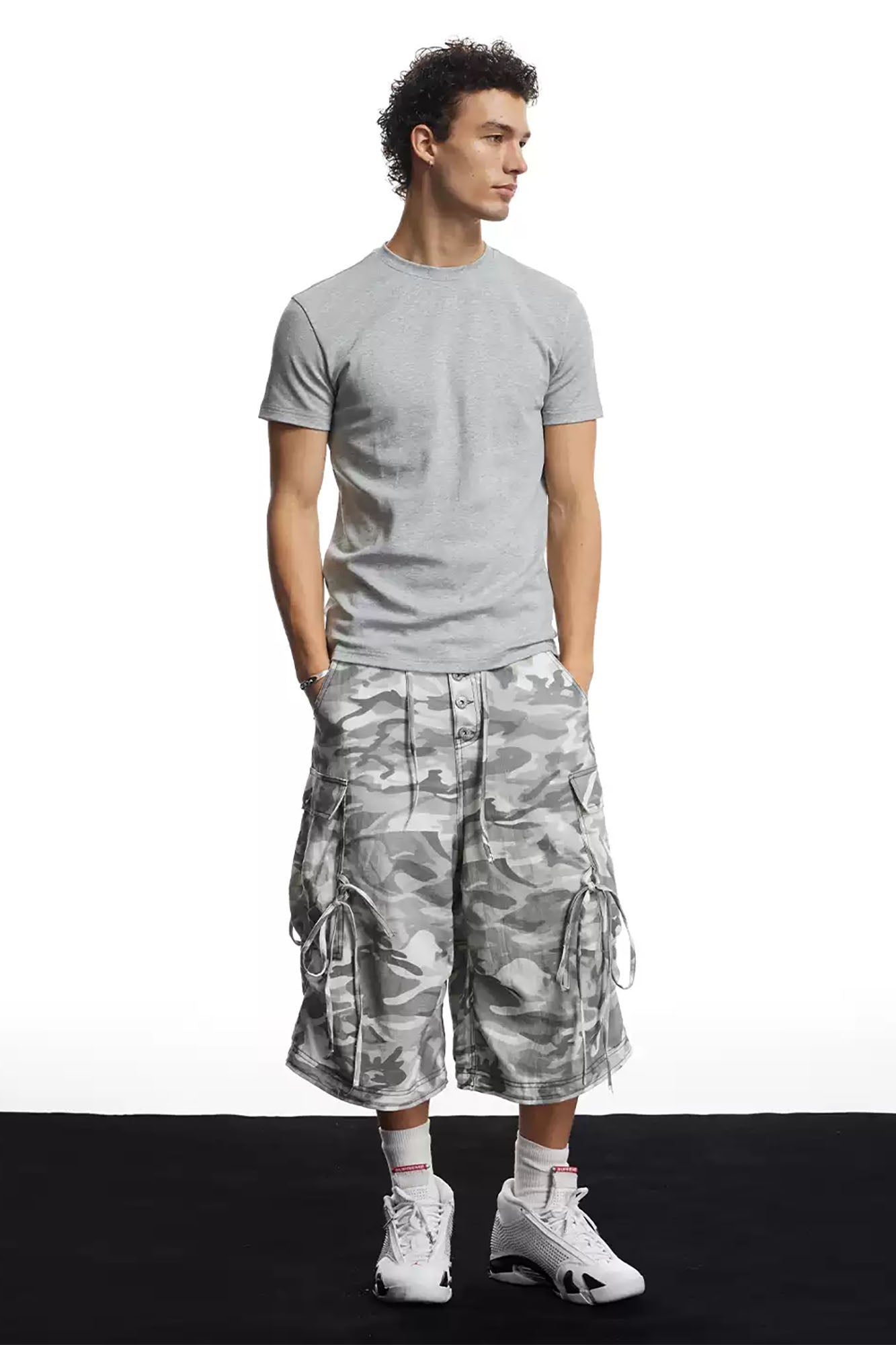 DND4DES Drawstring Camo Cargo Wide-Leg Shorts