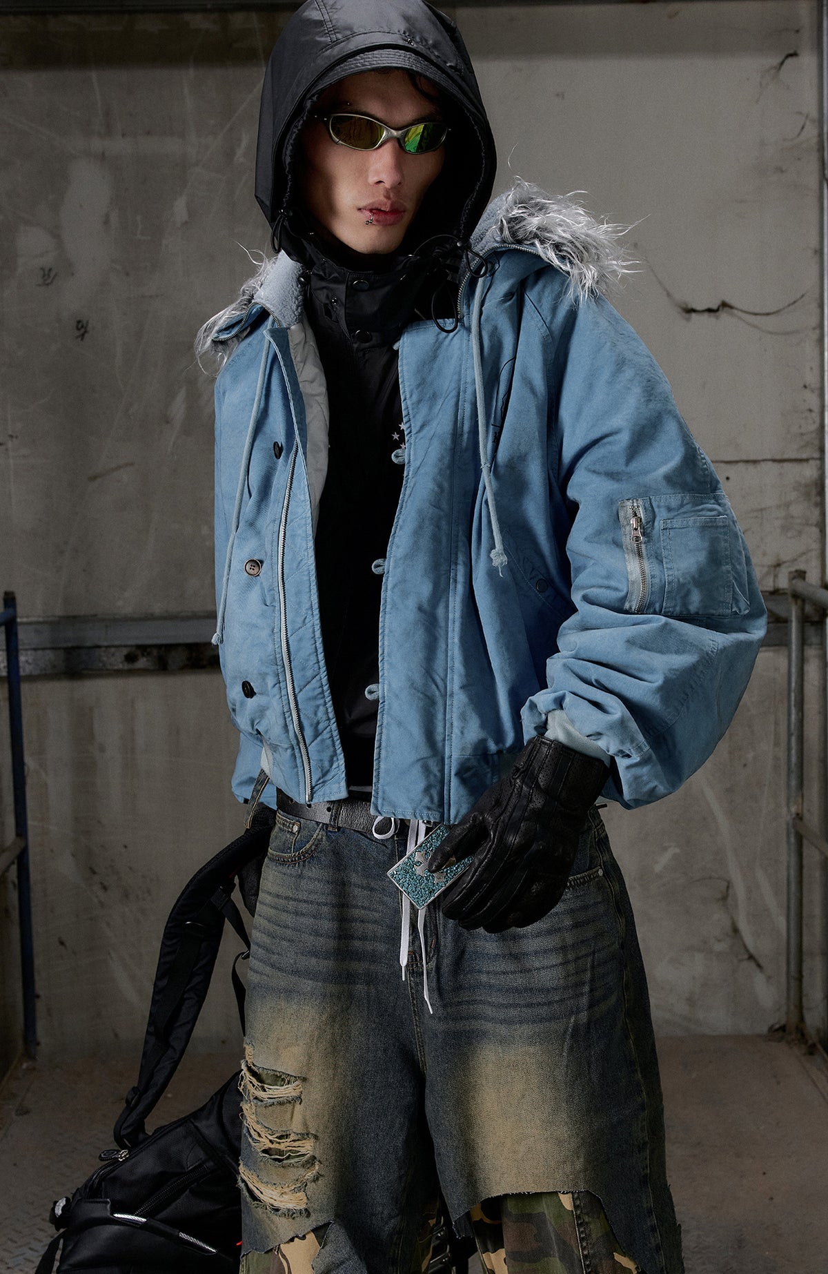 KLICK CLAK Washed Bomber Jacket