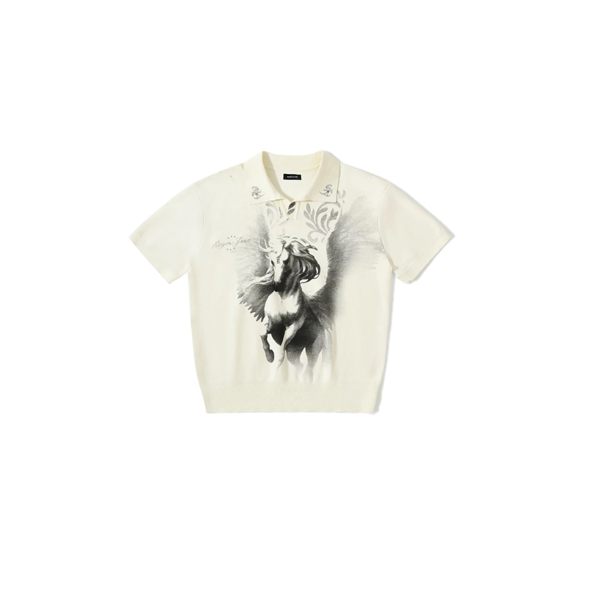 REGEN ZONE Pegasus Totem Knitted Polo T-Shirt