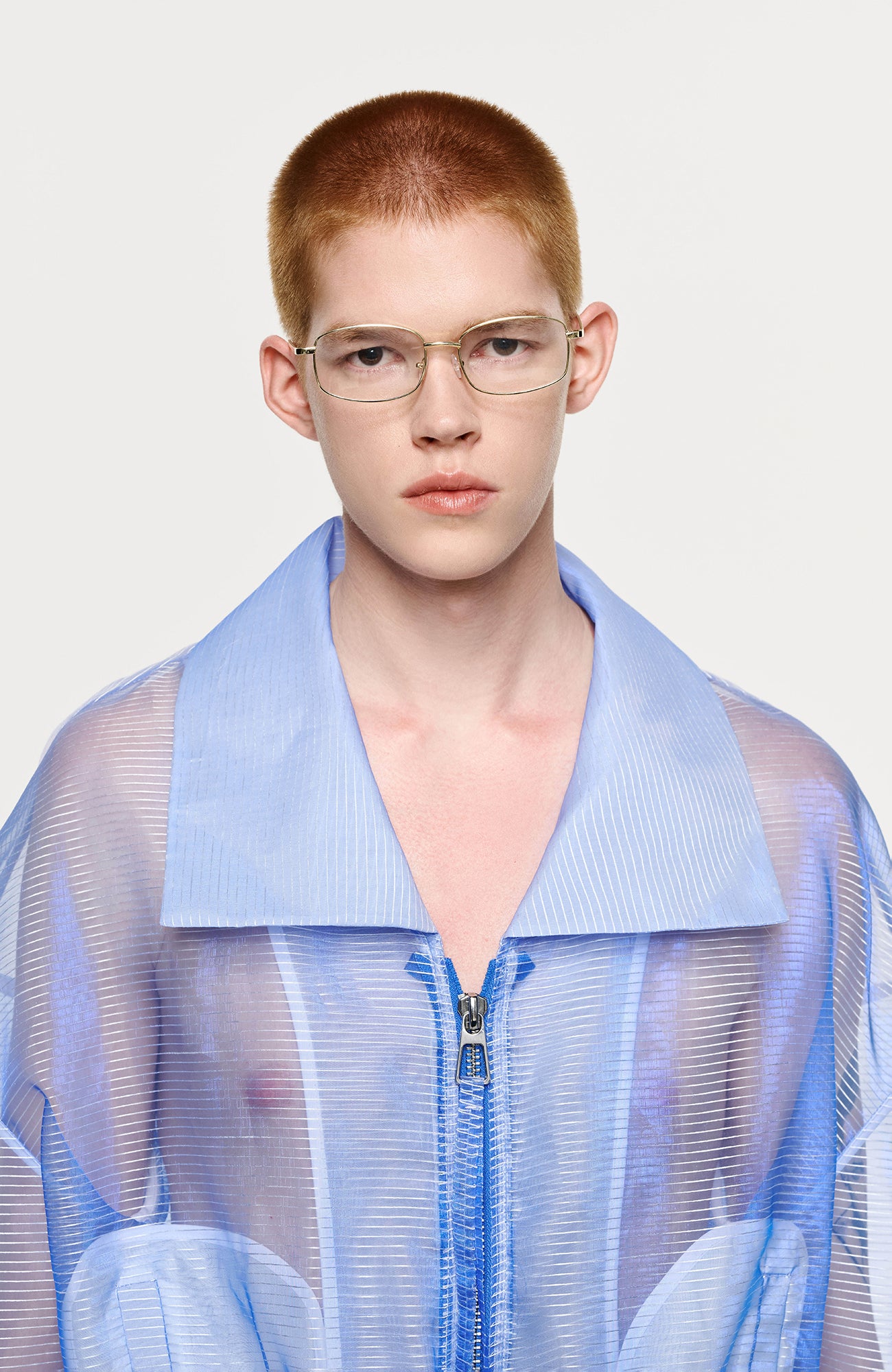TIWILLTANG Sheer Zip-Up Cropped Jacket