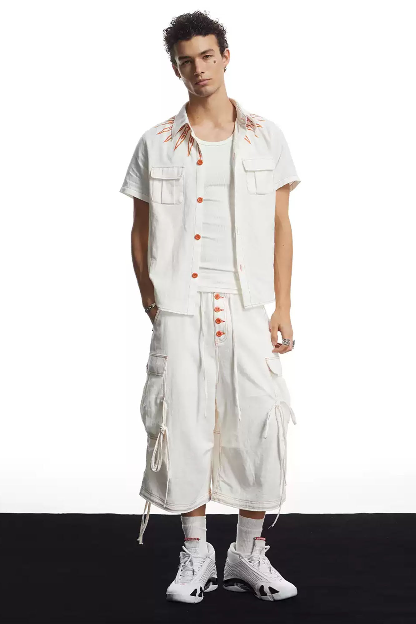 DND4DES Contrast Stitch Cargo Wide-Leg Shorts