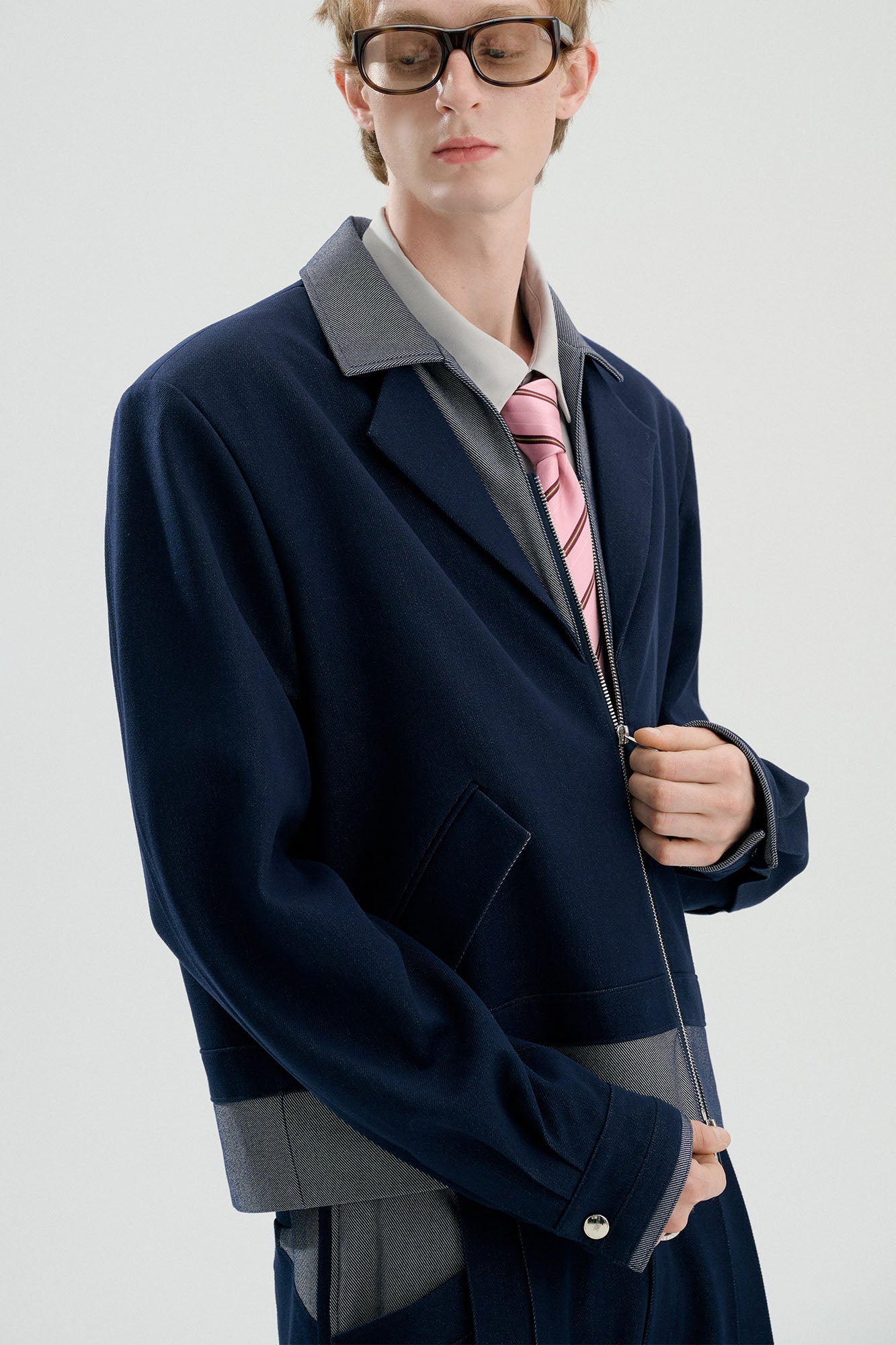 TIWILLTANG Contrast Layered Denim Jacket