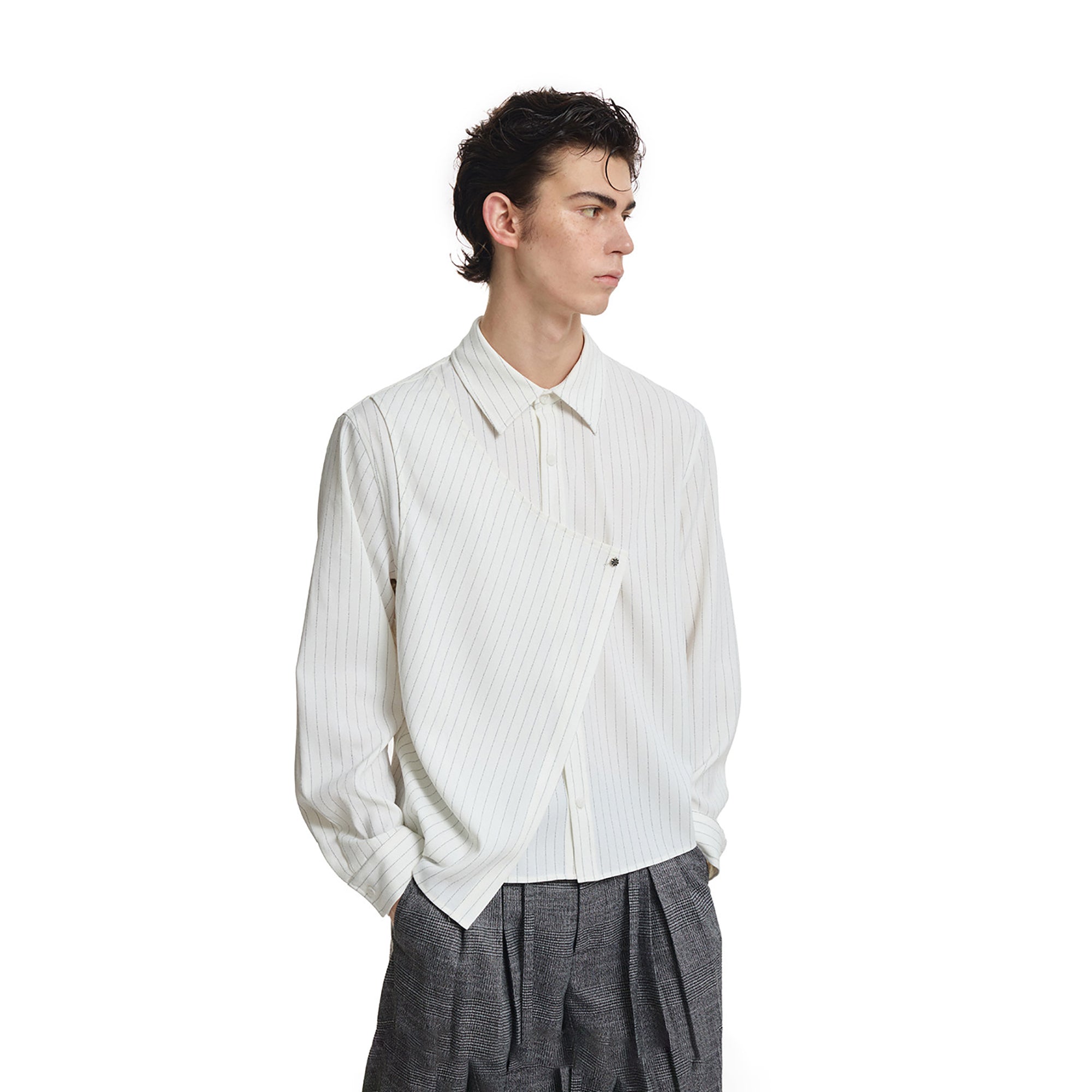 KREATE Asymmetric Layered Stripe Shirt
