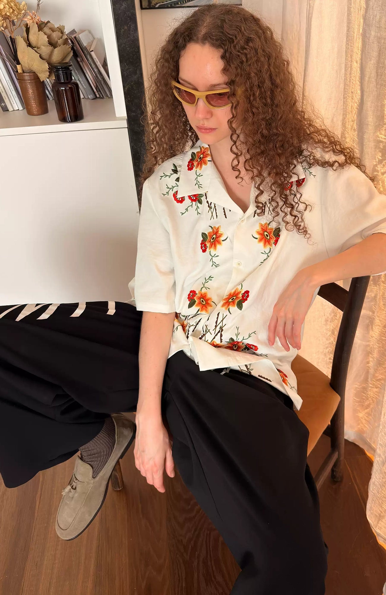 MIICHOUS Botanical Embroidered Half Shirt, premium urban and streetwear designers apparel on PROJECTISR.com, MIICHOUS