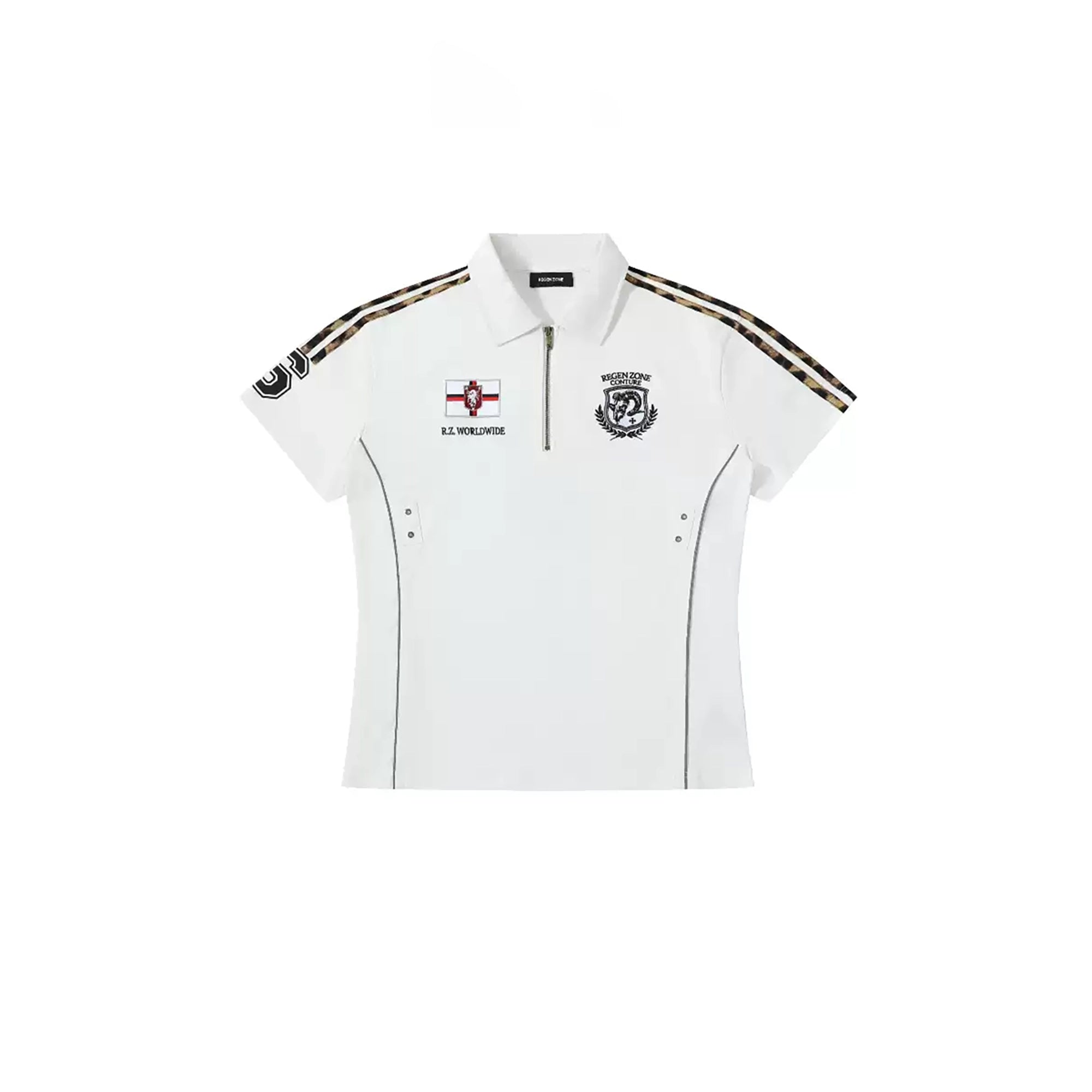 REGEN ZONE Leopard Stripe Reflective Polo T-Shirt