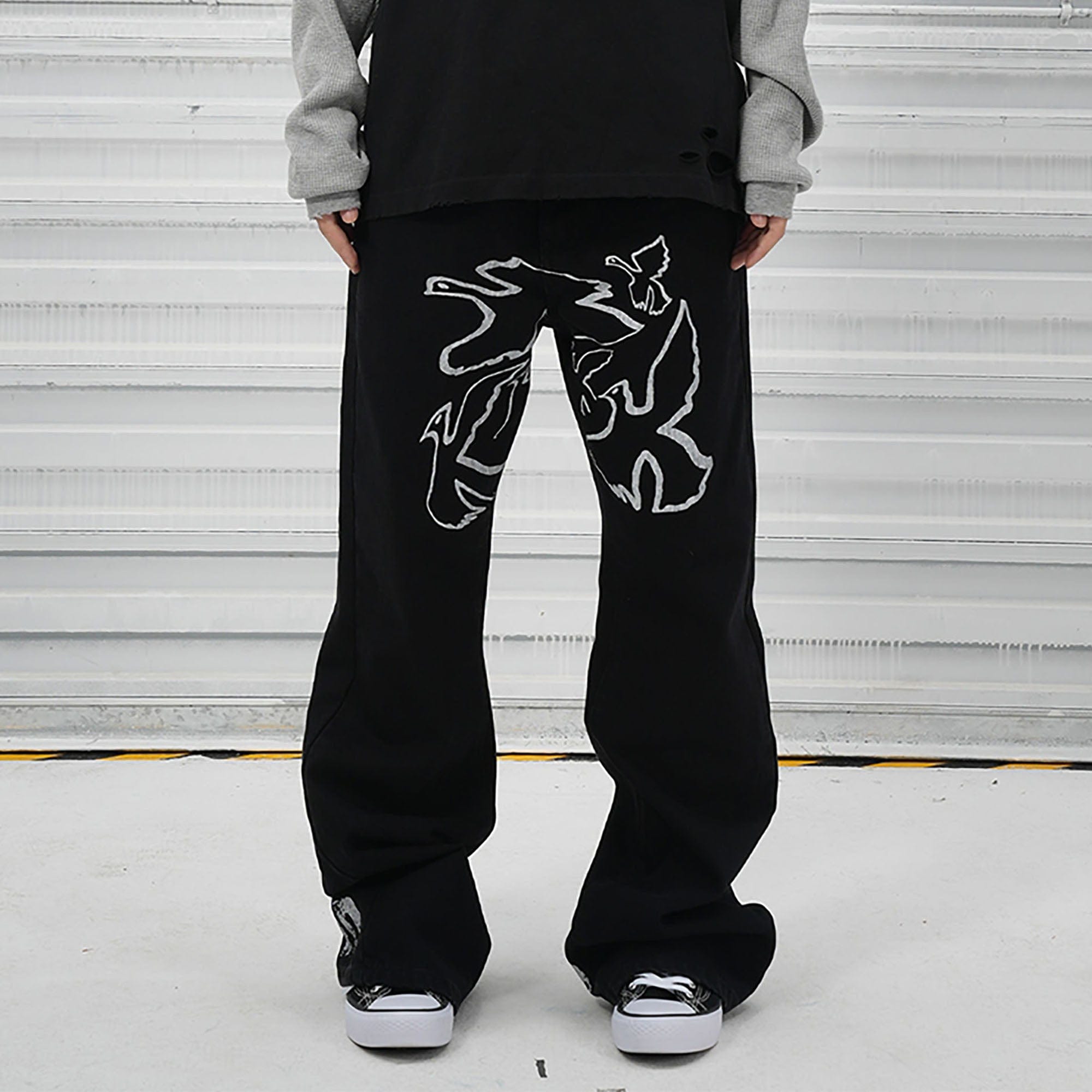 VINKID Flock of Doves Graphic Jeans - Main Image