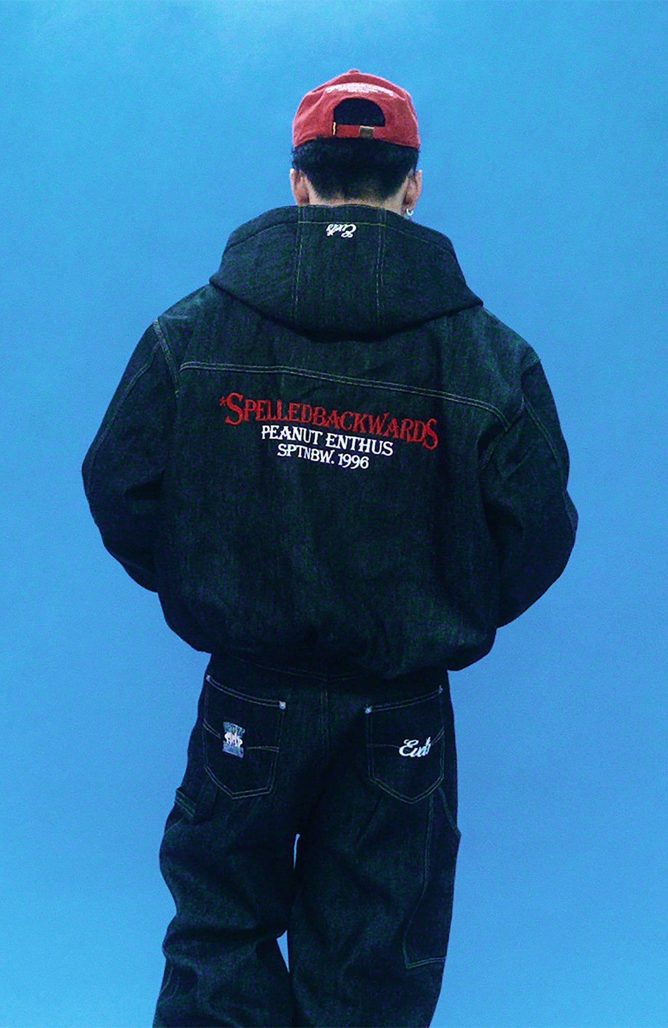 ジャケット・アウター Projectthirteen Raw Denim Zipper Hoodie EVETS Raw Denim Embroidered Utility Zip Hoodie