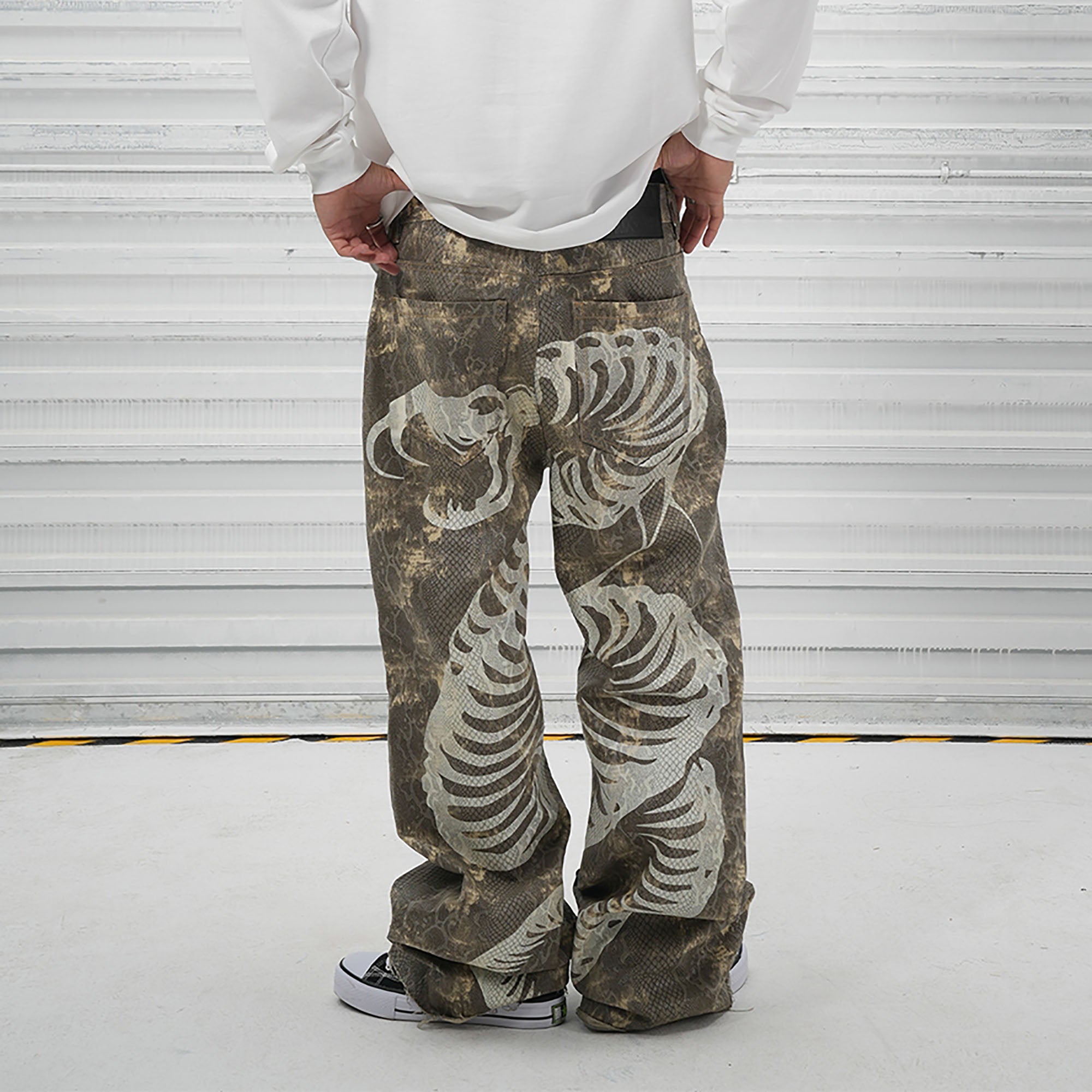 VINKID Snakeskin Waxed Baggy Pants, premium urban and streetwear designers apparel on PROJECTISR.com, VINKID