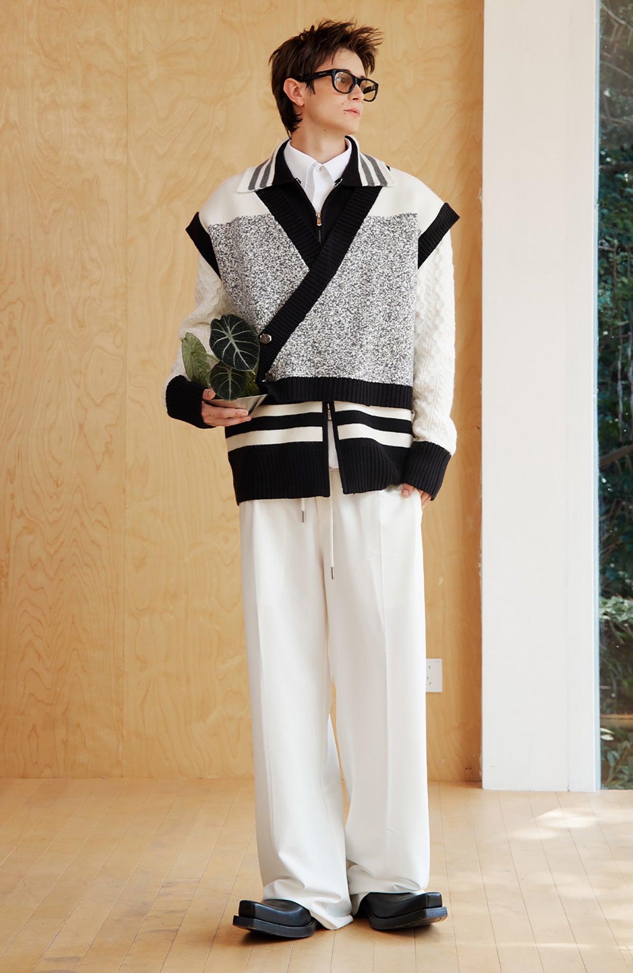 TIWILLTANG Asym Wrap Stripe-Collar Pullover, premium urban and streetwear designers apparel on PROJECTISR.com, TIWILLTANG